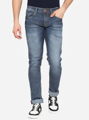 Mid Blue Solid Slim Fit Jeans | JadeBlue