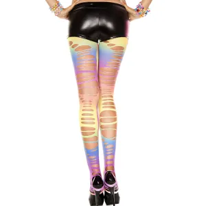 Music Legs Ripped Rainbow Stirrup Leggings