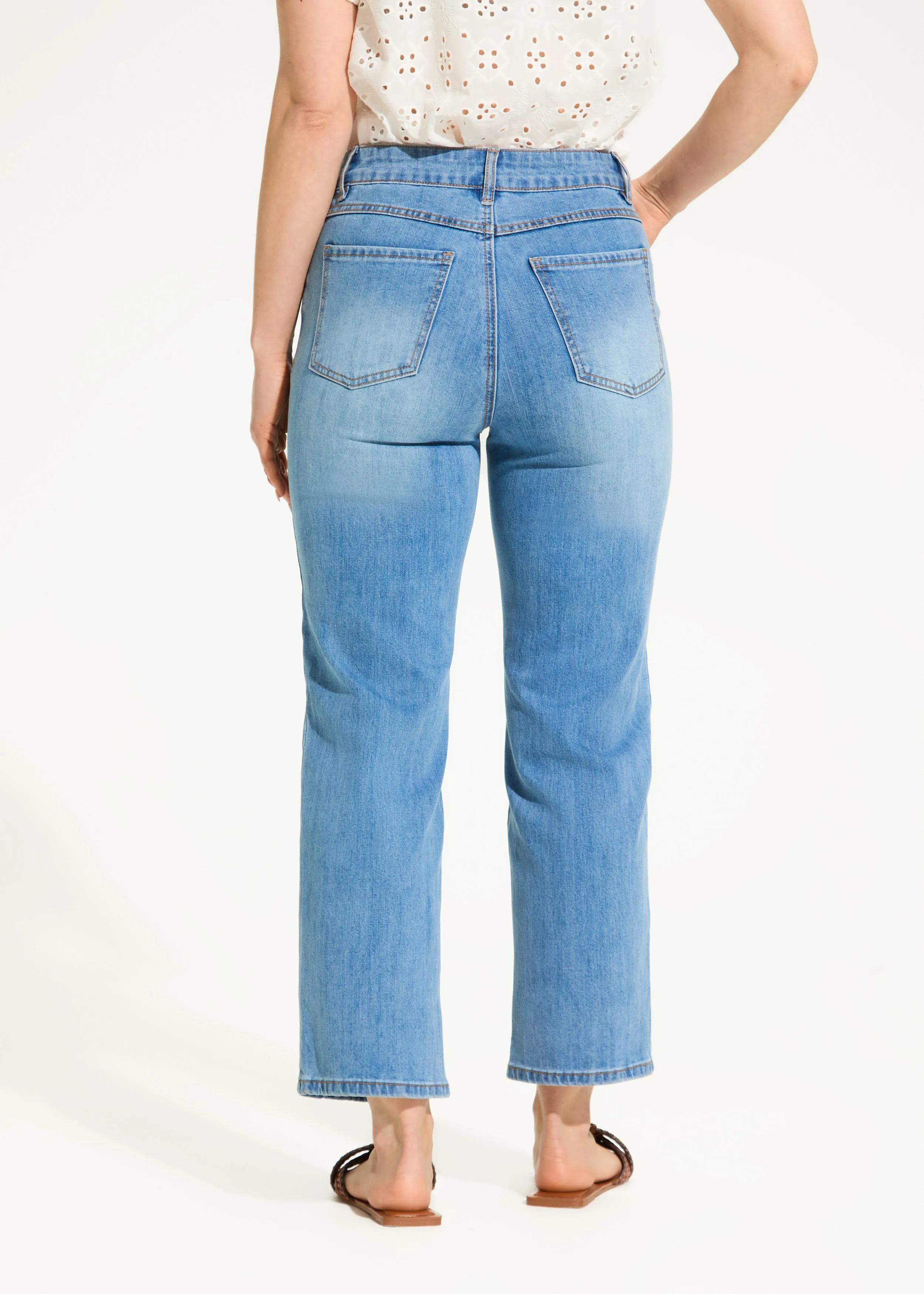 Olivia Straight Crop Denim, Medium Wash