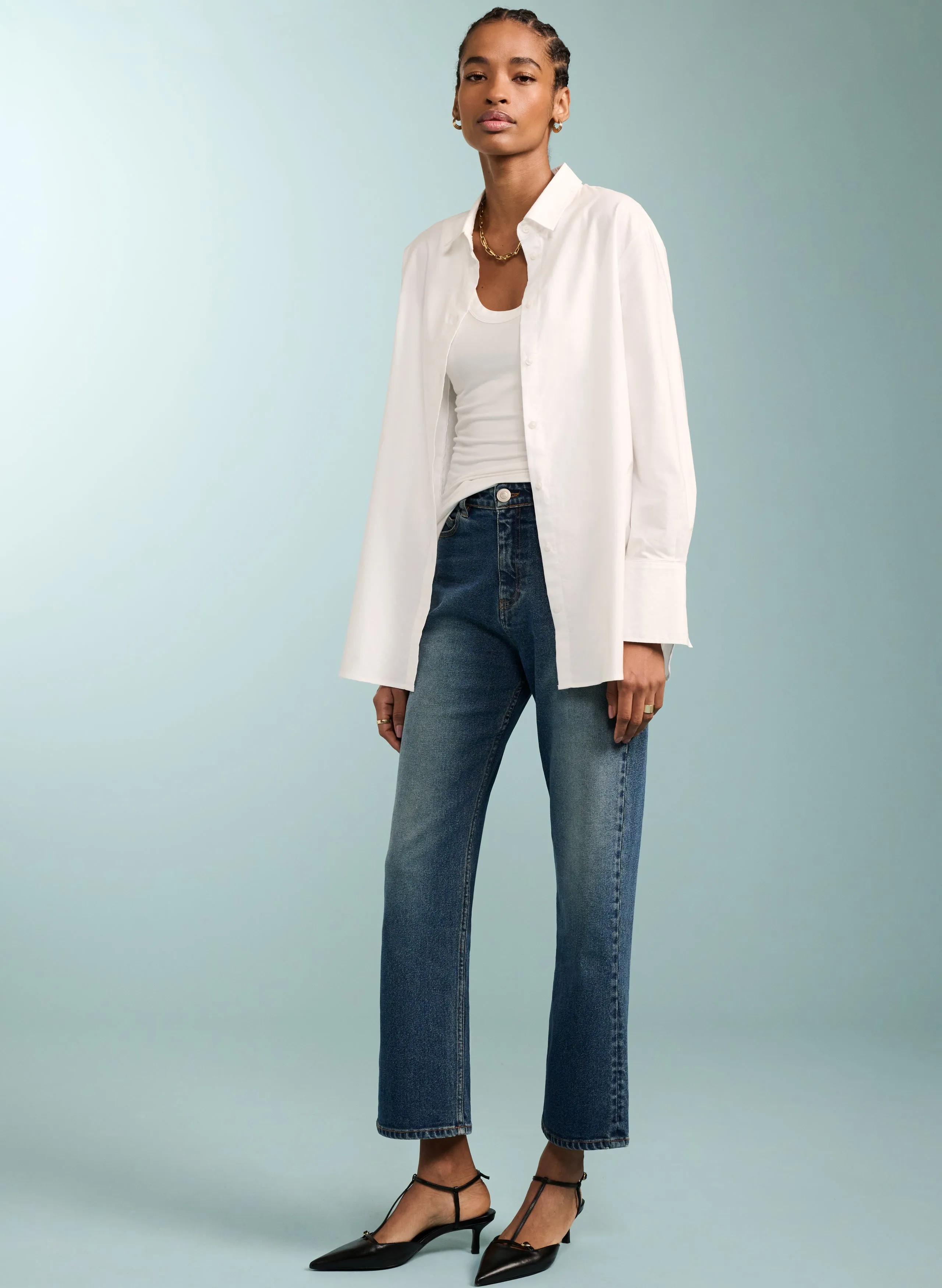 Organic Stretch Cotton Crop Straight Leg Jeans