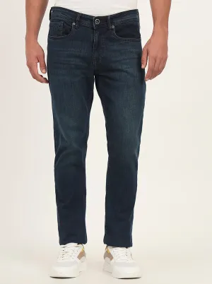 Petrol Blue Washed Straight Fit Jeans | JadeBlue