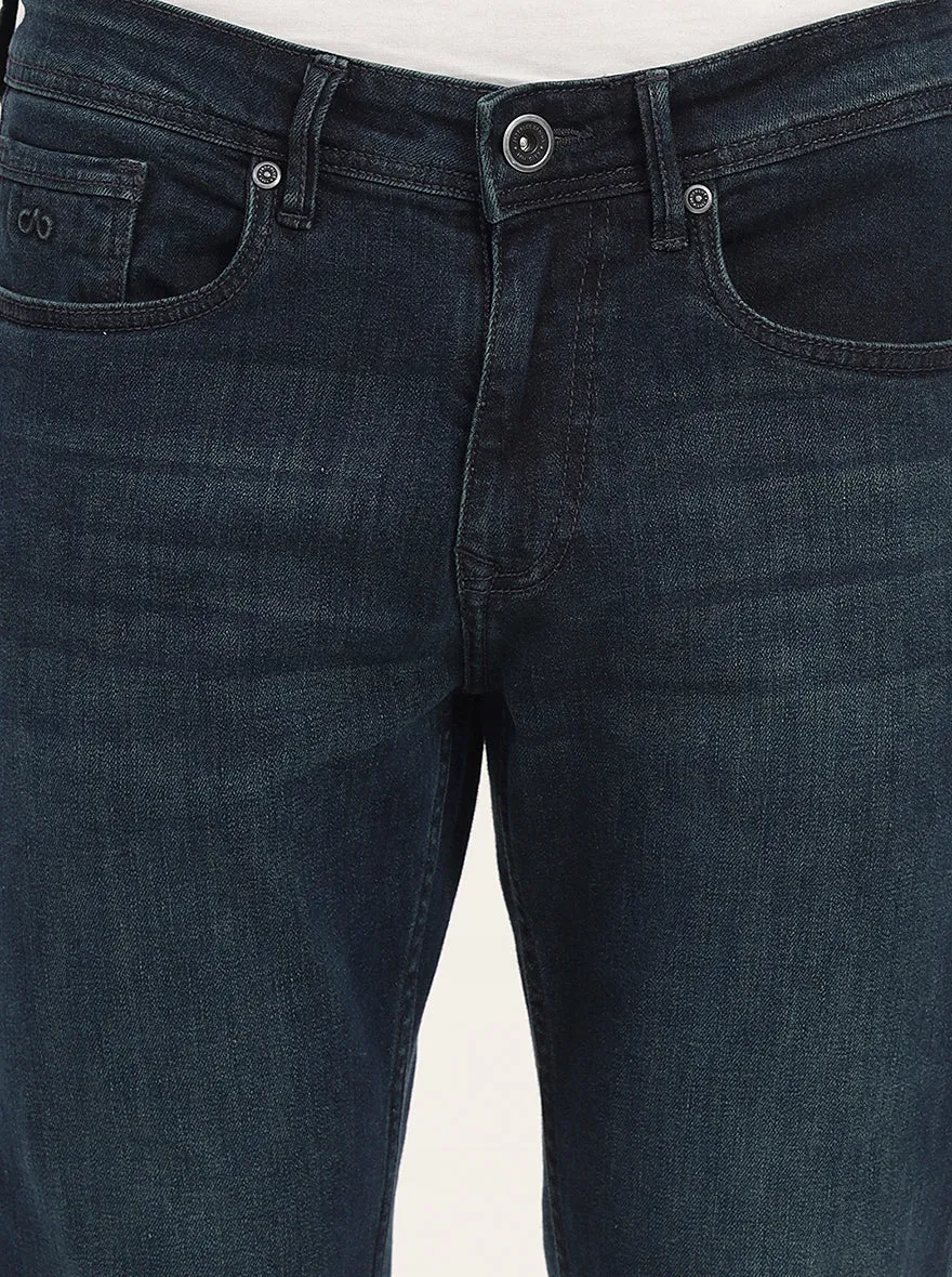 Petrol Blue Washed Straight Fit Jeans | JadeBlue