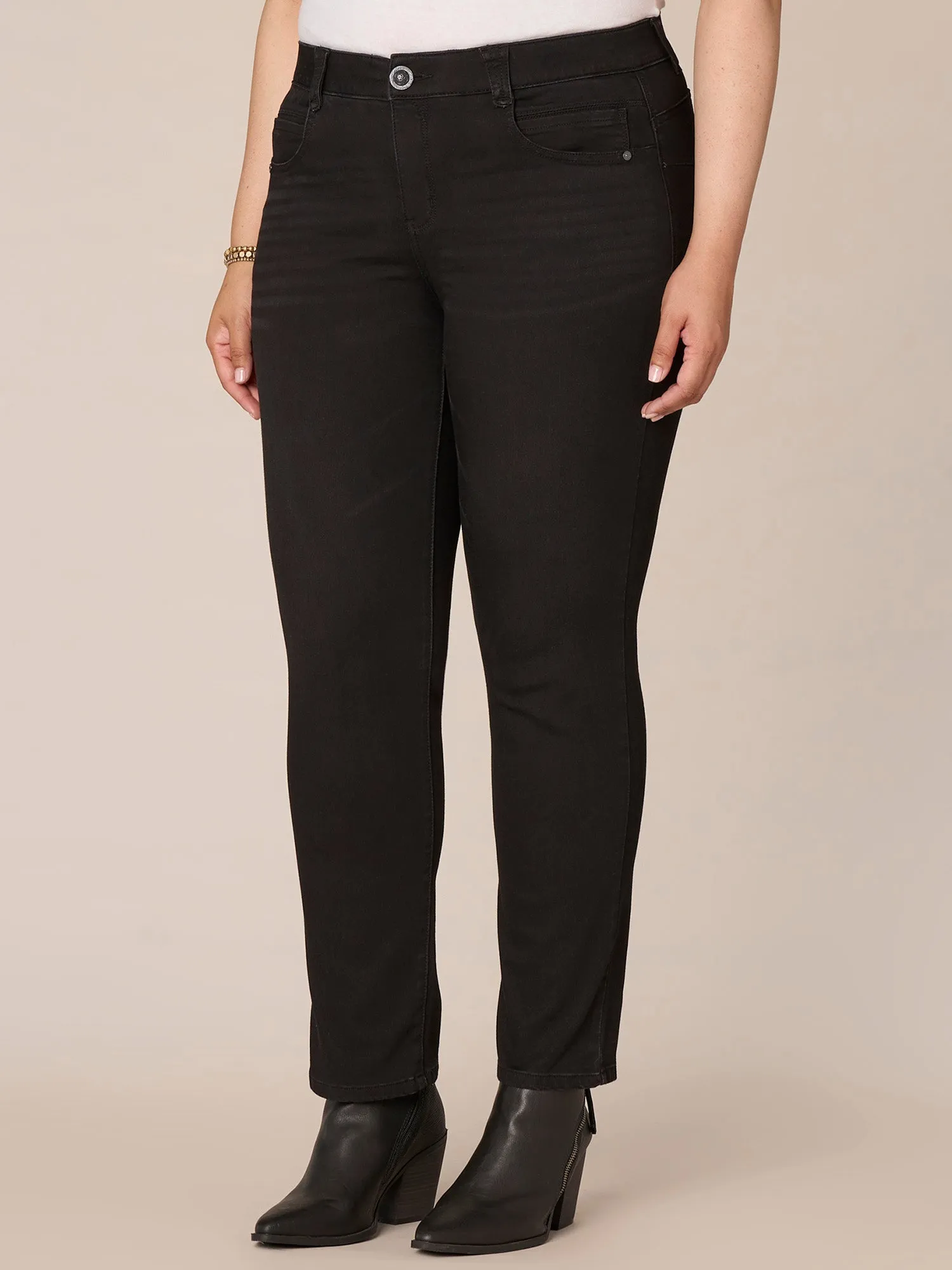 "Ab"solution® Booty Lift Black Denim Straight Leg Plus Jeans