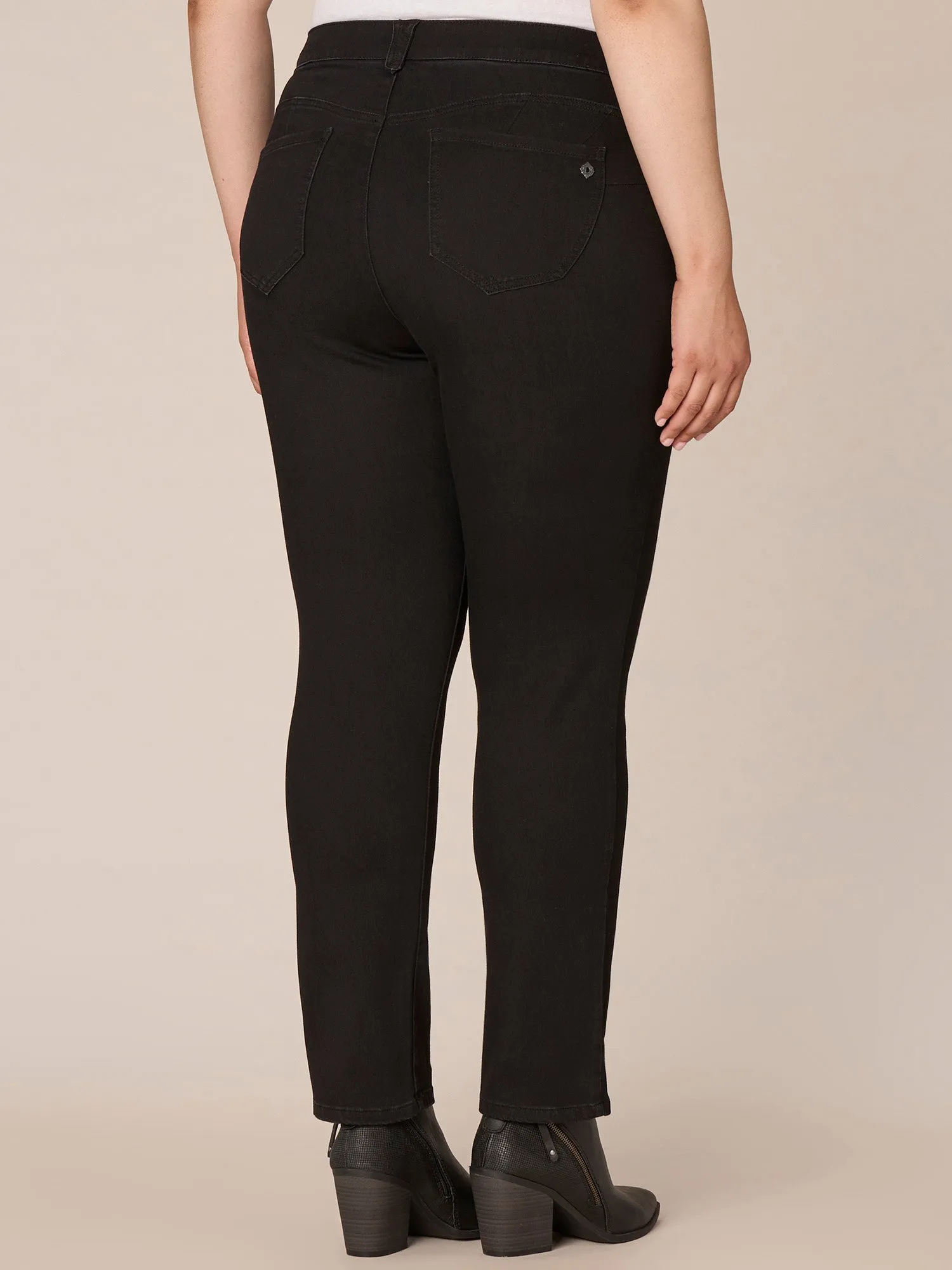 "Ab"solution® Booty Lift Black Denim Straight Leg Plus Jeans