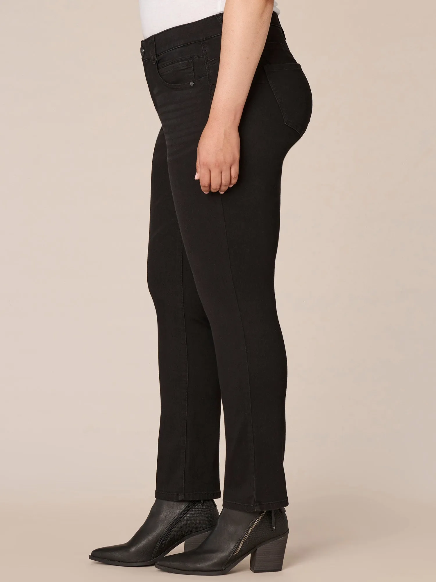 "Ab"solution® Booty Lift Black Denim Straight Leg Plus Jeans