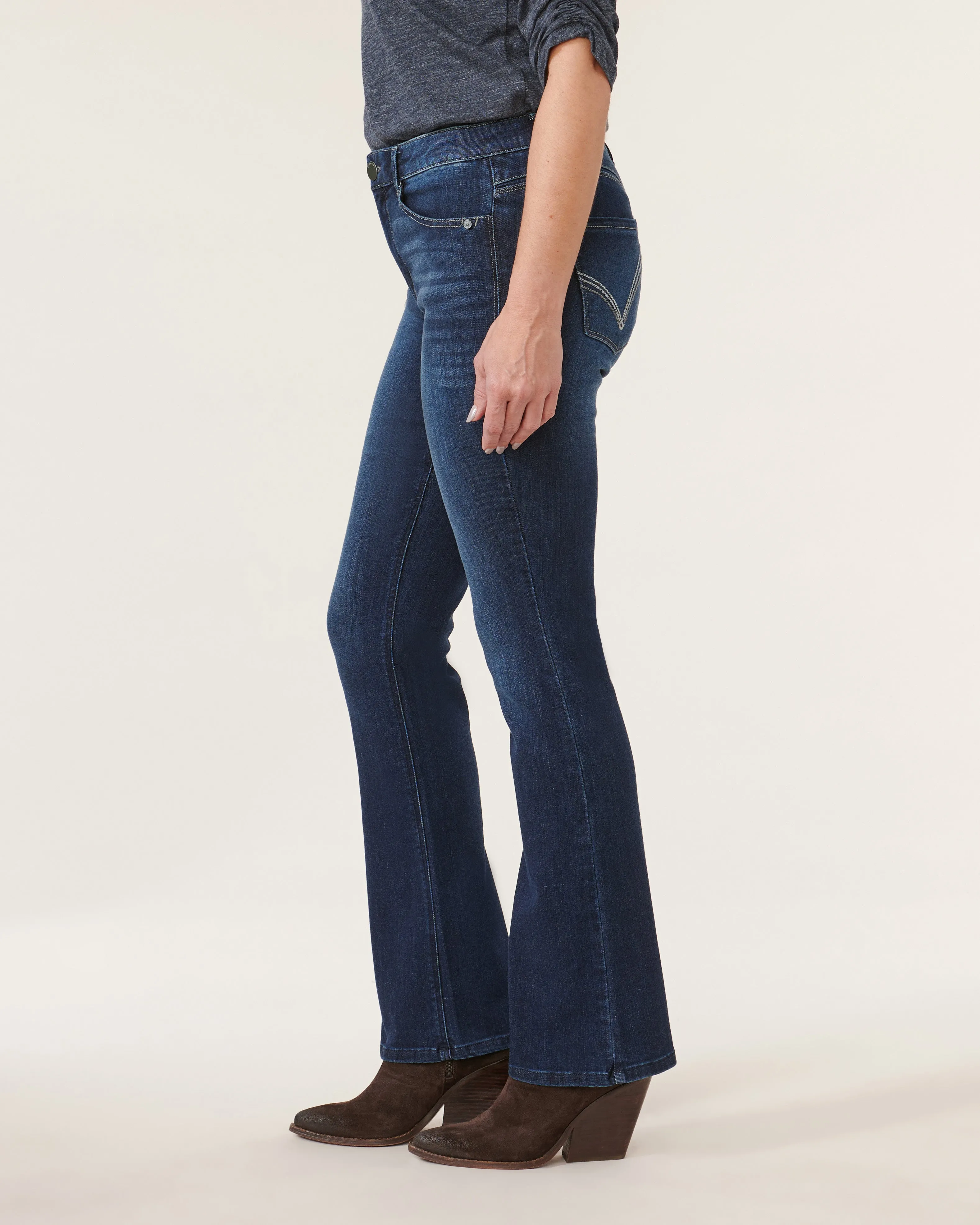 "Ab"solution High Rise Cascading "D" Itty Bitty Boot Petite Jeans