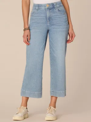 "Ab"solution High Rise Cropped Wide Leg Jeans with Whiskering