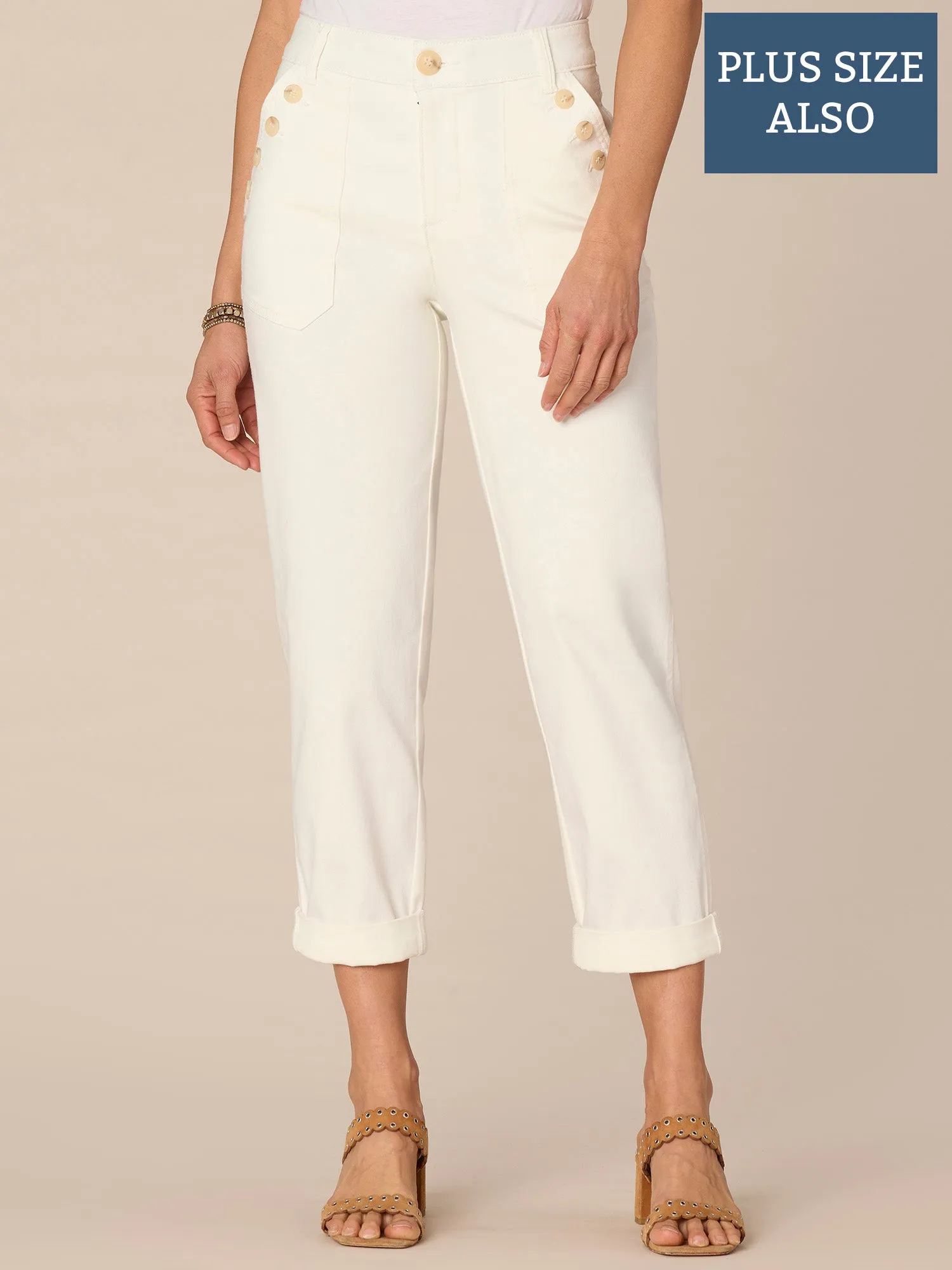 "Ab"solution High Rise Cuffed Plus Size Straight Leg Jeans