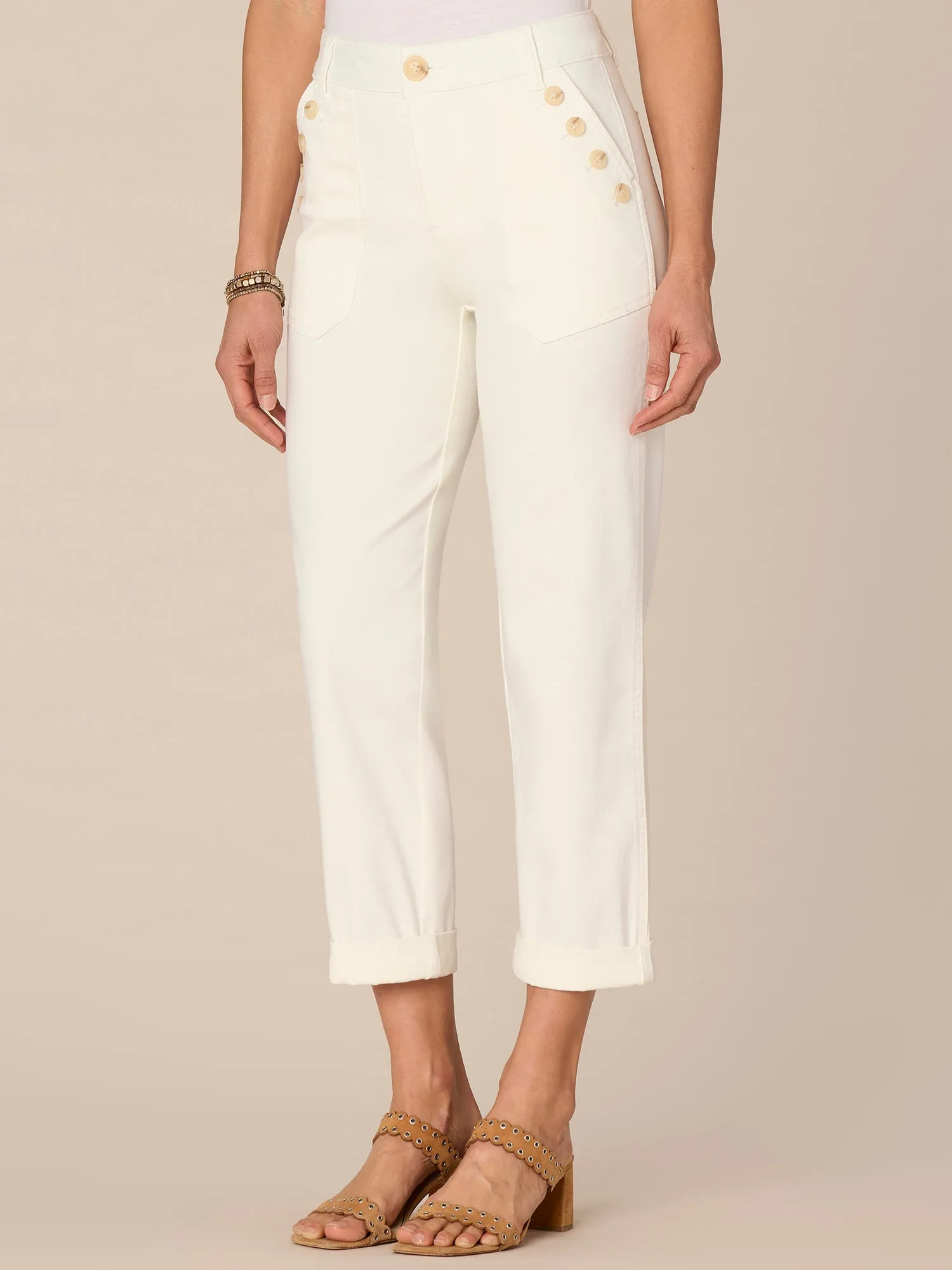 "Ab"solution High Rise Cuffed Plus Size Straight Leg Jeans