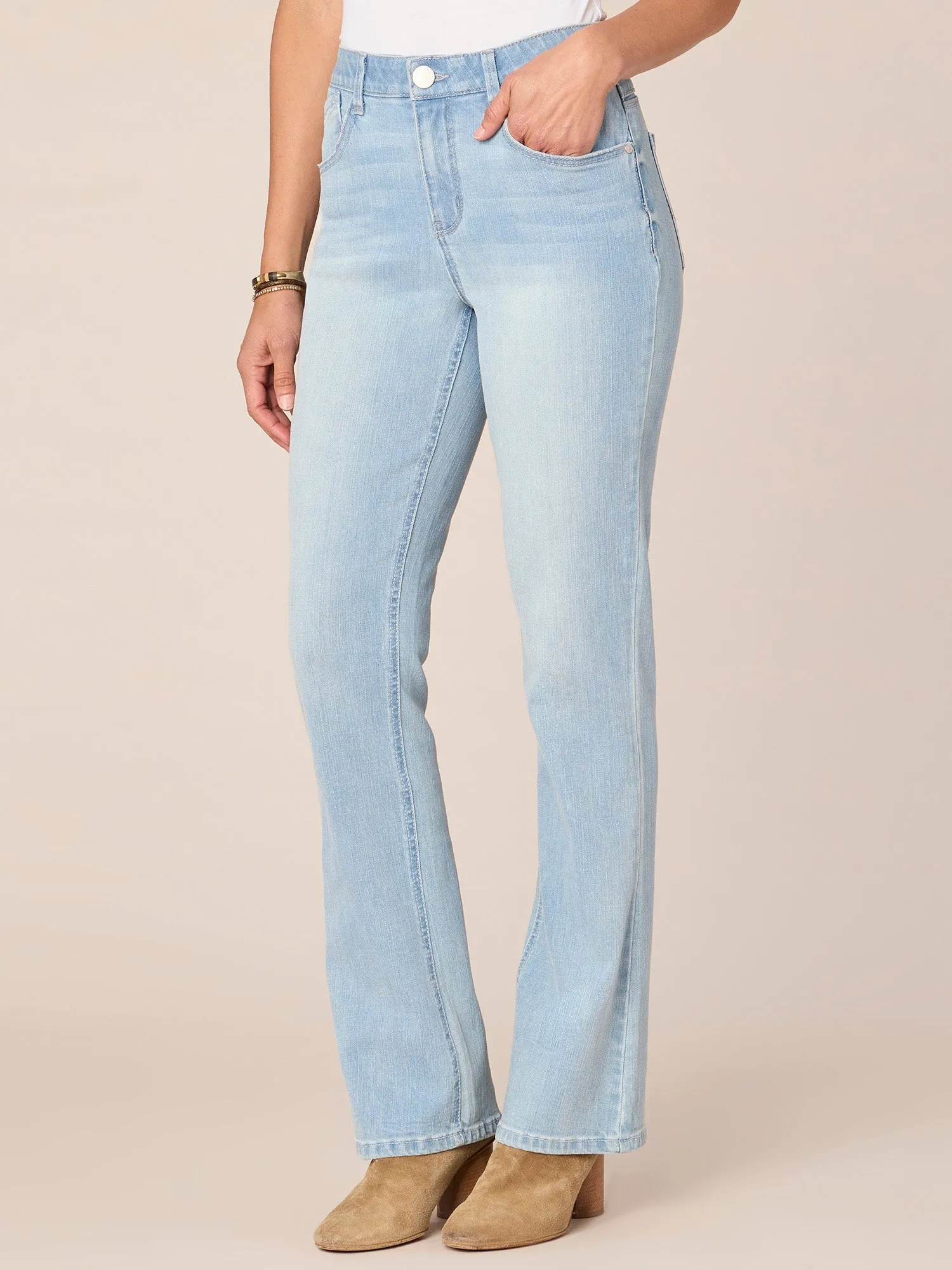 "Ab"solution High Rise Itty Bitty Boot Jeans with Cascading D Pockets