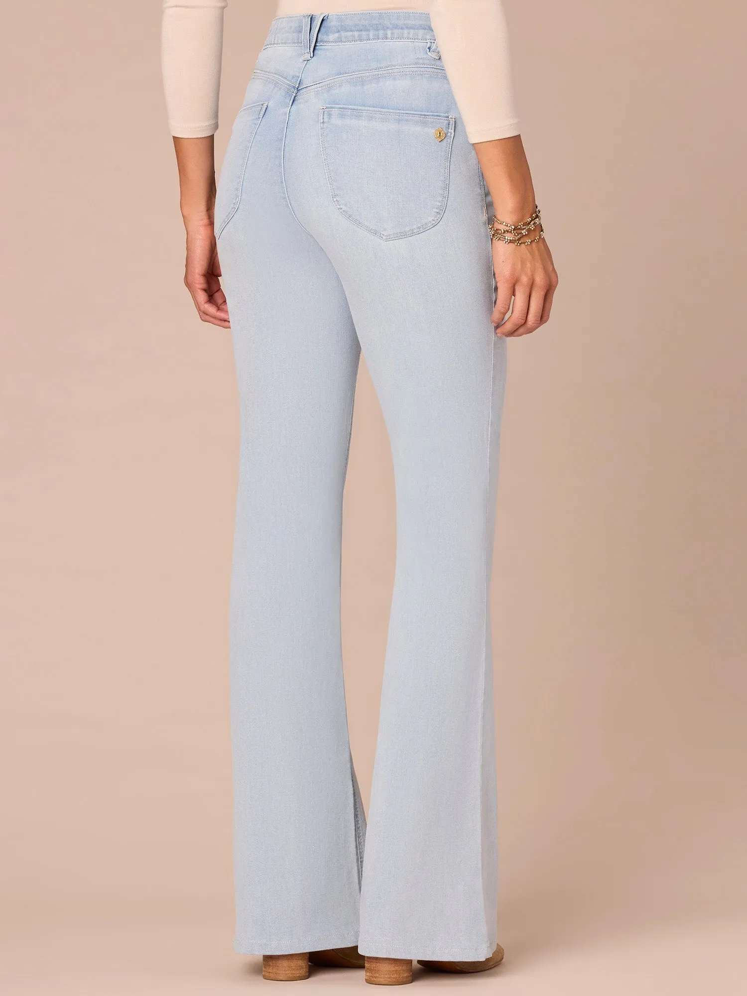 "Ab"solution High Rise Out There Flare Jeans with Whiskering Detail