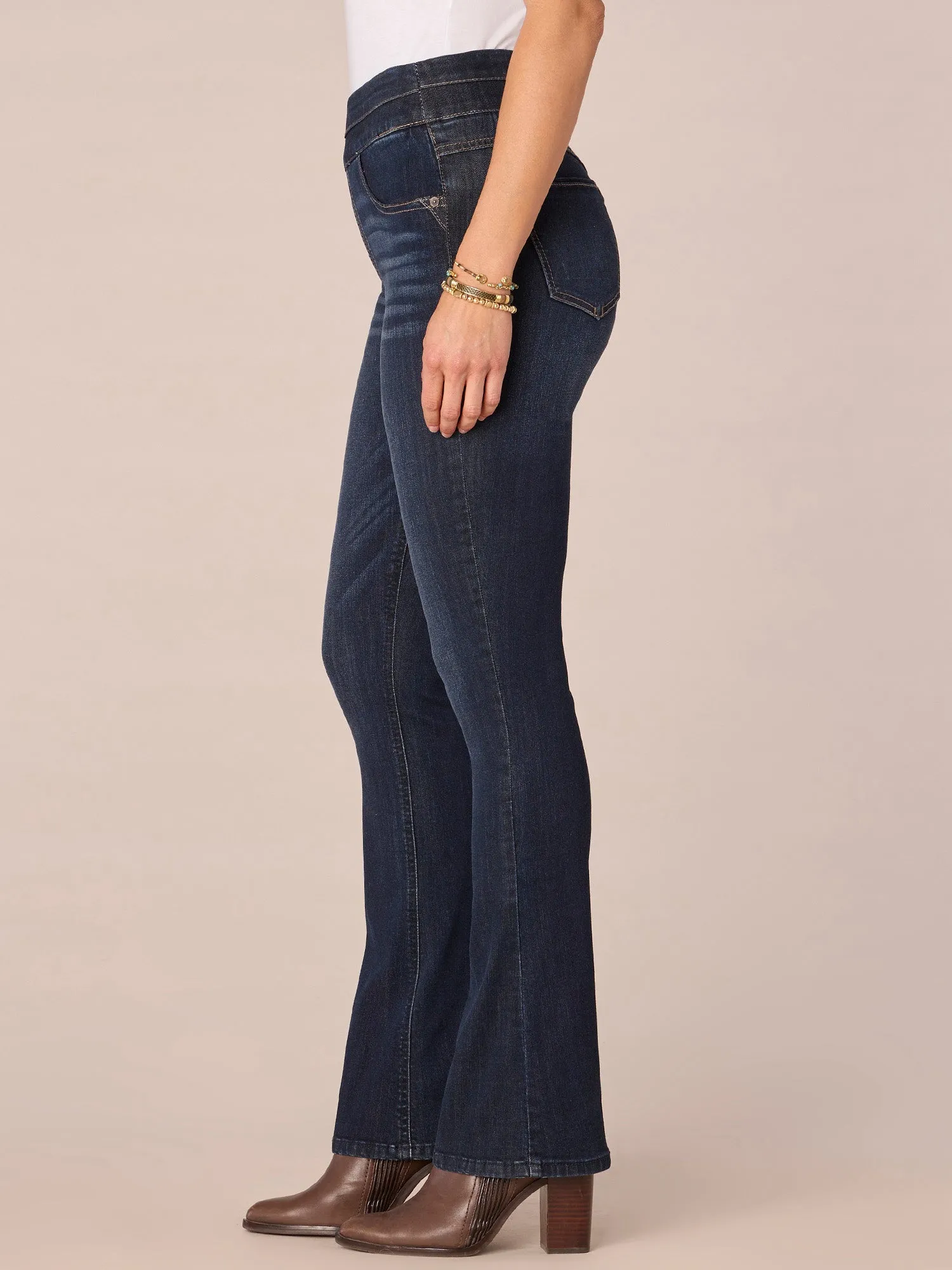 "Ab"solution High Rise Pull On Itty Bitty Boot Glider Petite Jeans