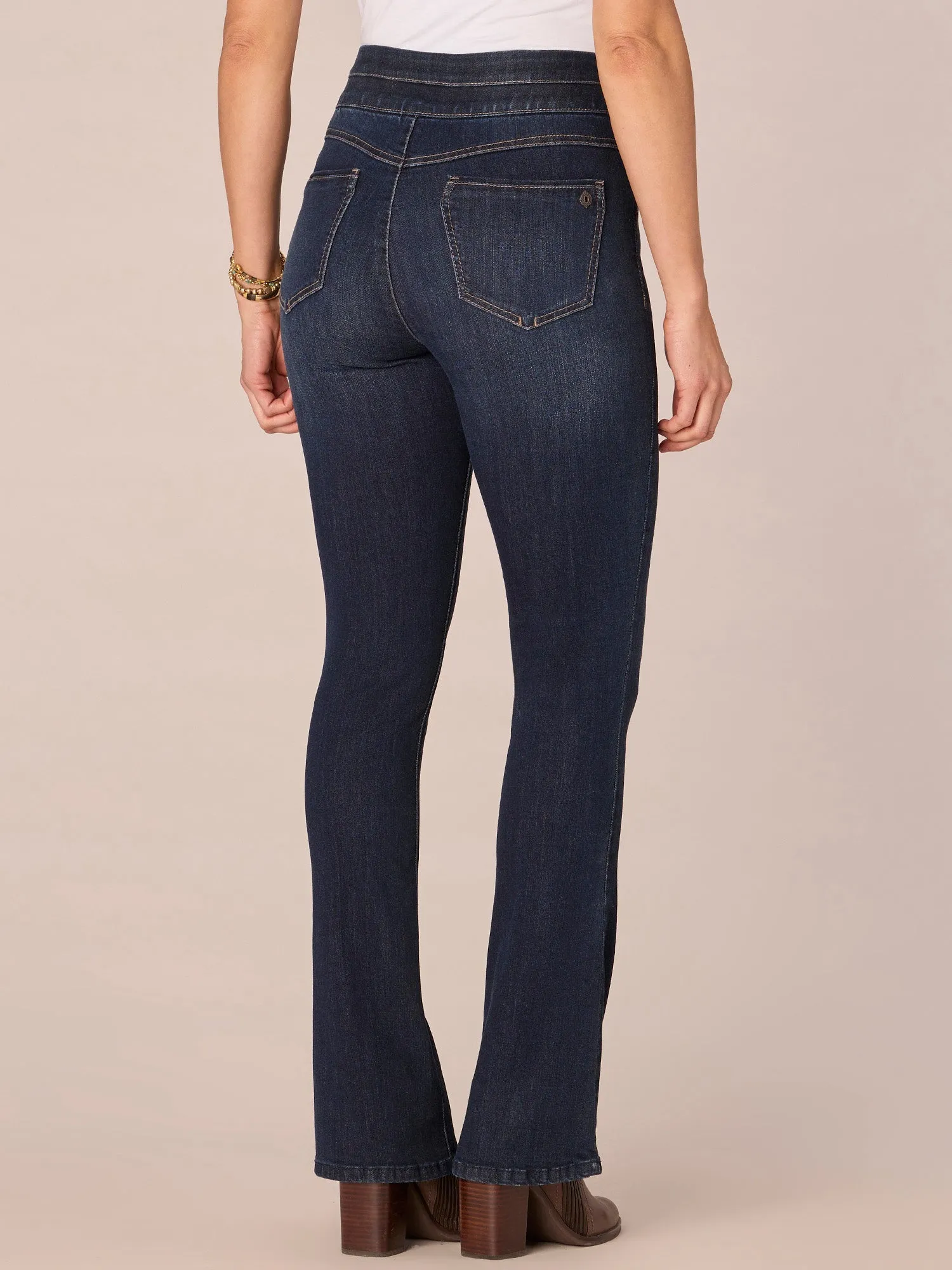 "Ab"solution High Rise Pull On Itty Bitty Boot Glider Petite Jeans