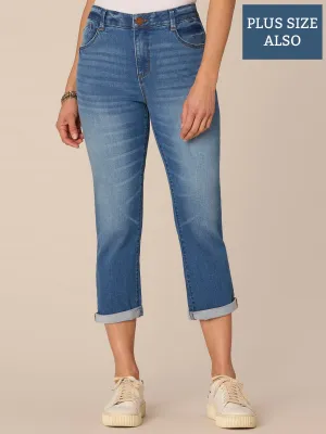 "Ab"solution High Rise Rope Embroidered Plus Size Modern Capri Jeans