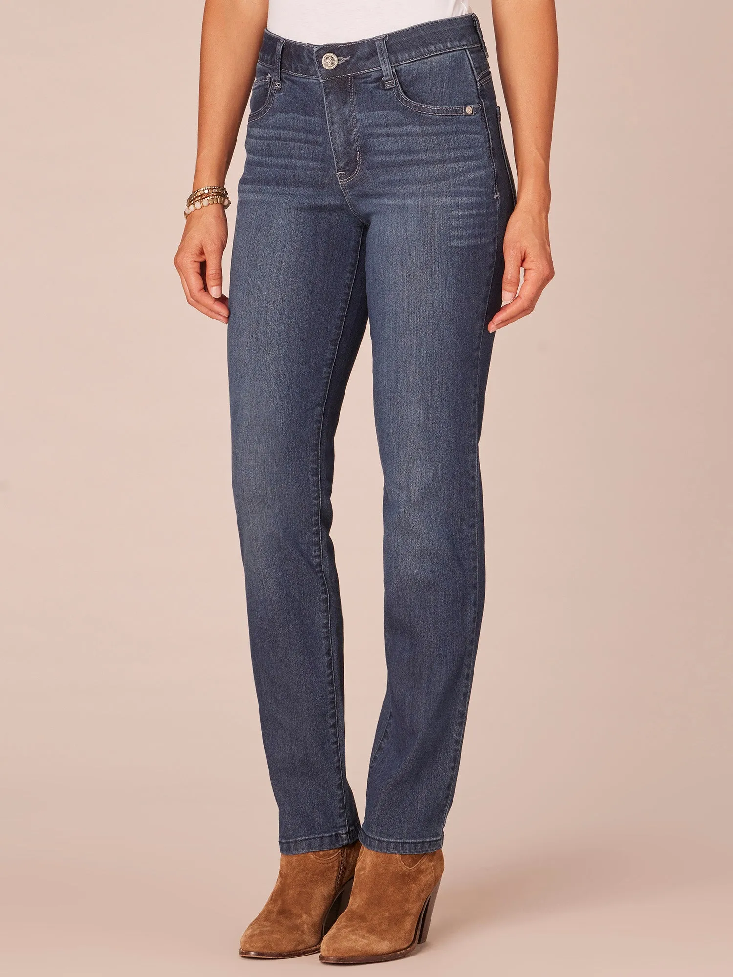 "Ab"solution® Indigo High Rise Straight Leg Jeans