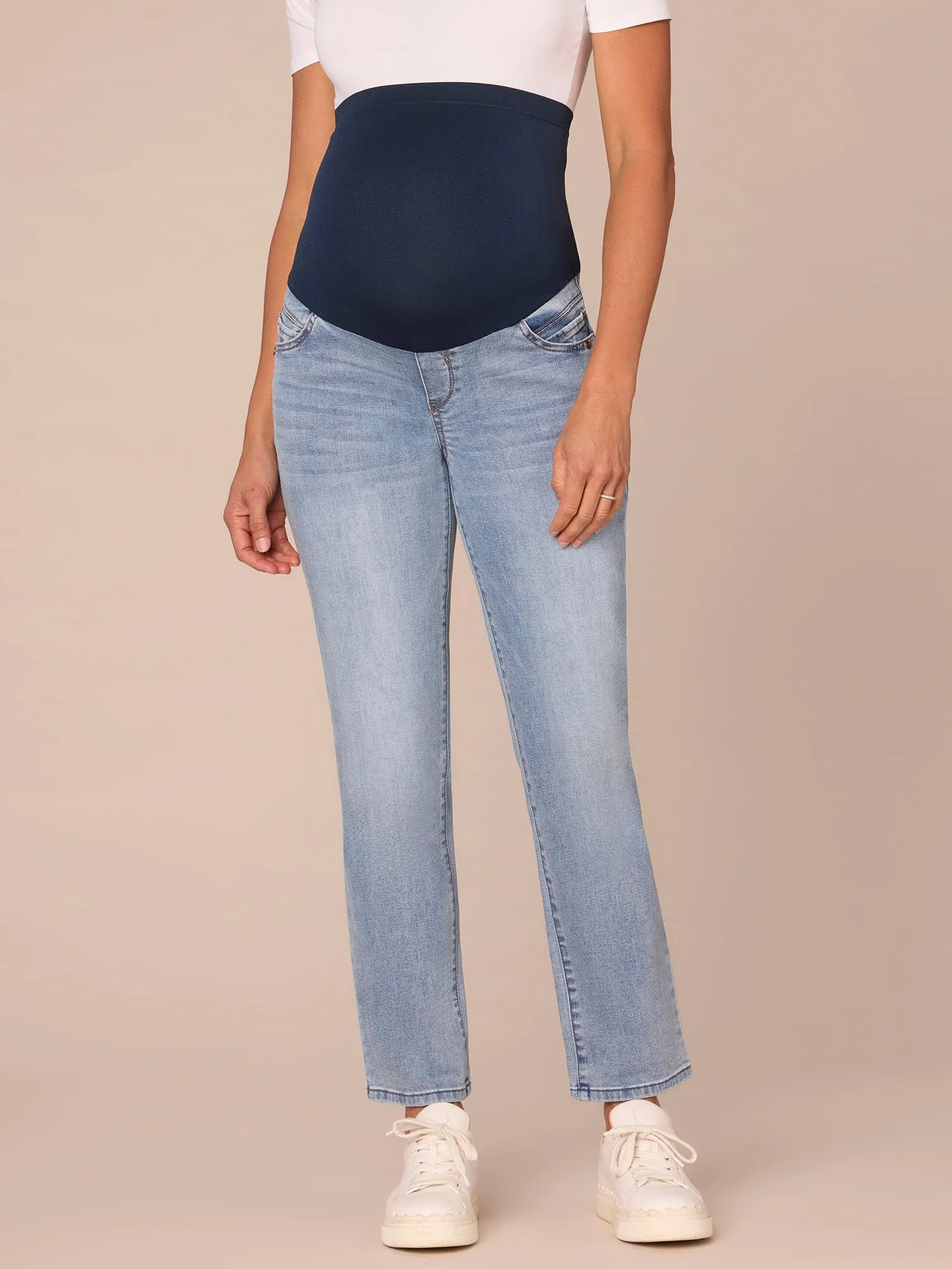 "Ab"solution Light Blue Maternity Straight Leg Baby Bump Jeans