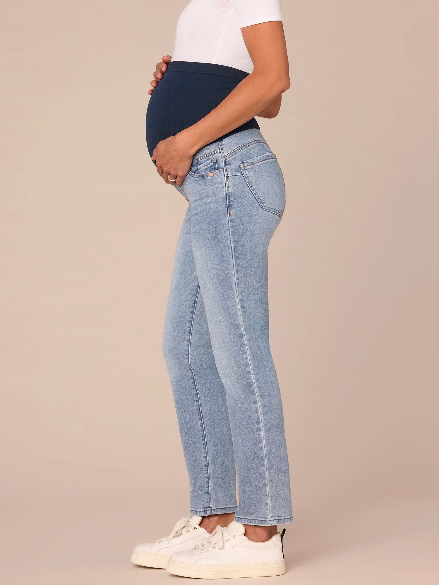 "Ab"solution Light Blue Maternity Straight Leg Baby Bump Jeans