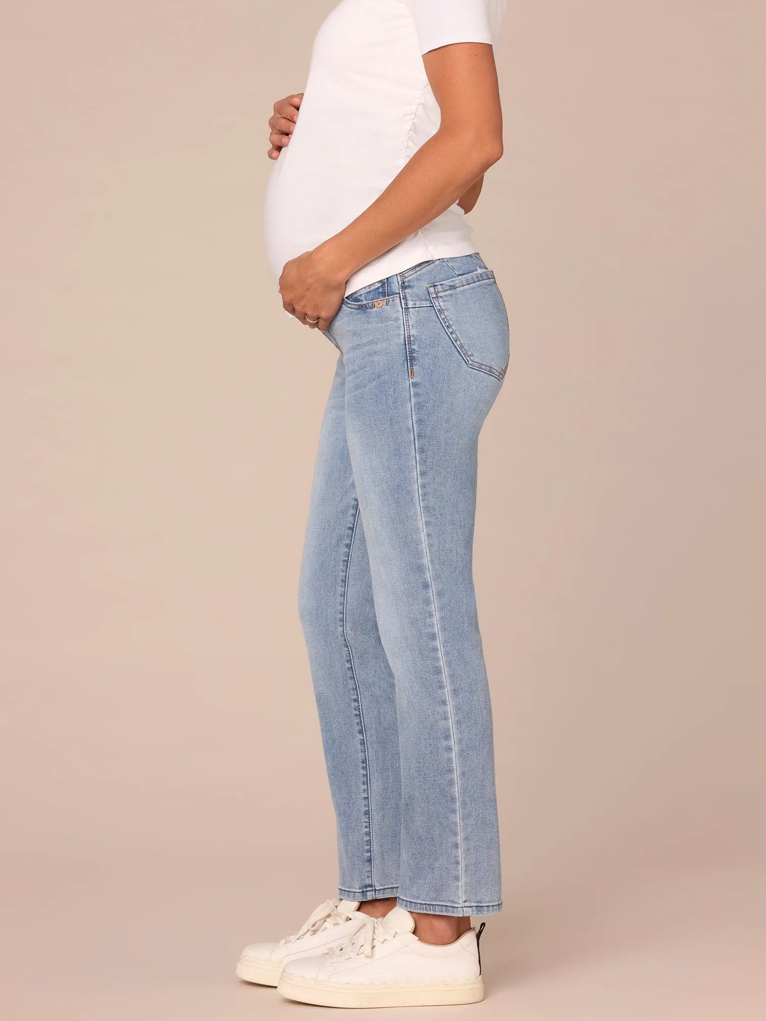 "Ab"solution Light Blue Maternity Straight Leg Baby Bump Jeans