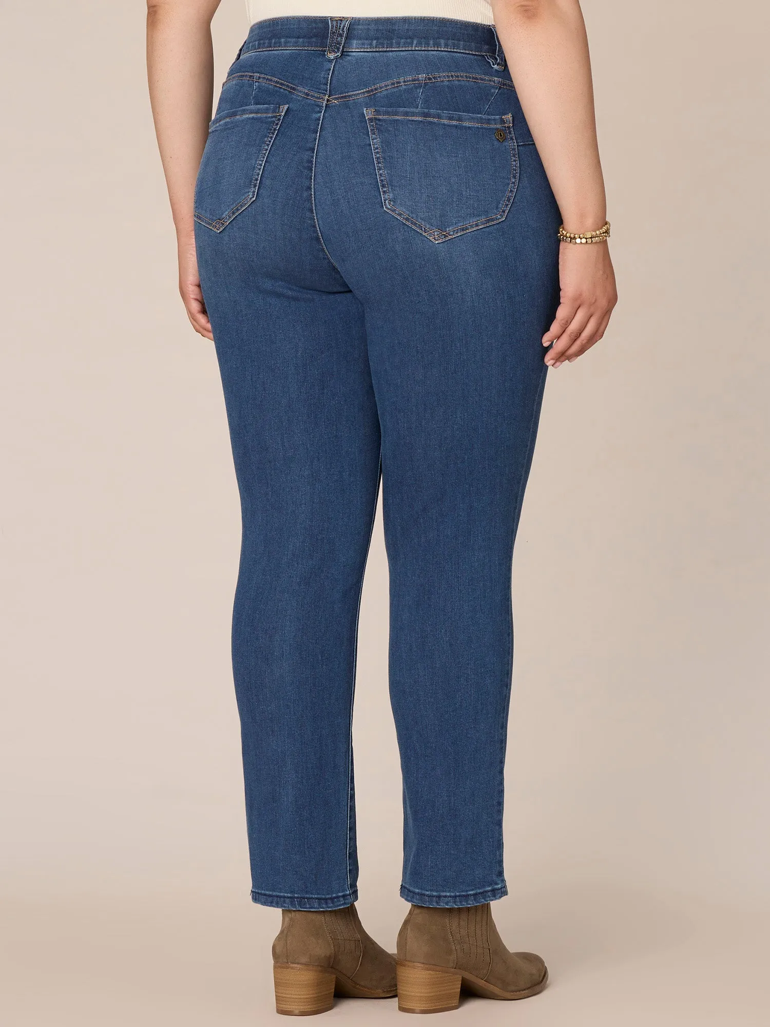"Ab"solution Mid-Rise Plus Size Straight Leg Jeans