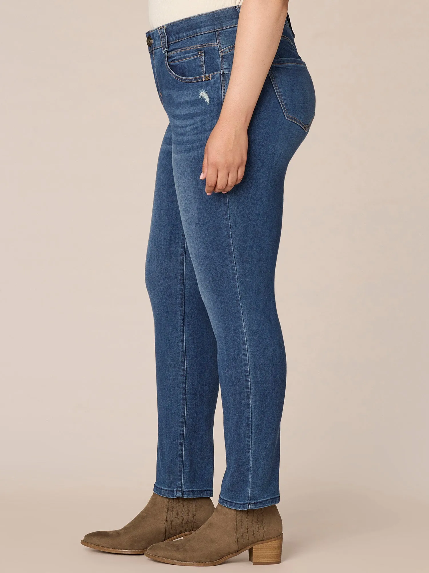 "Ab"solution Mid-Rise Plus Size Straight Leg Jeans