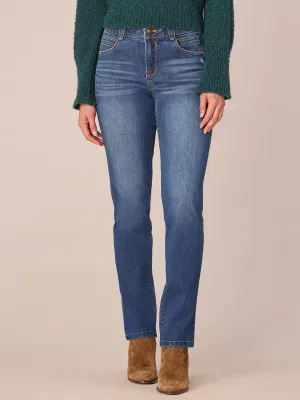 "Ab"solution Mid-Rise Straight Leg Petite Jeans with Angled Dart Seams