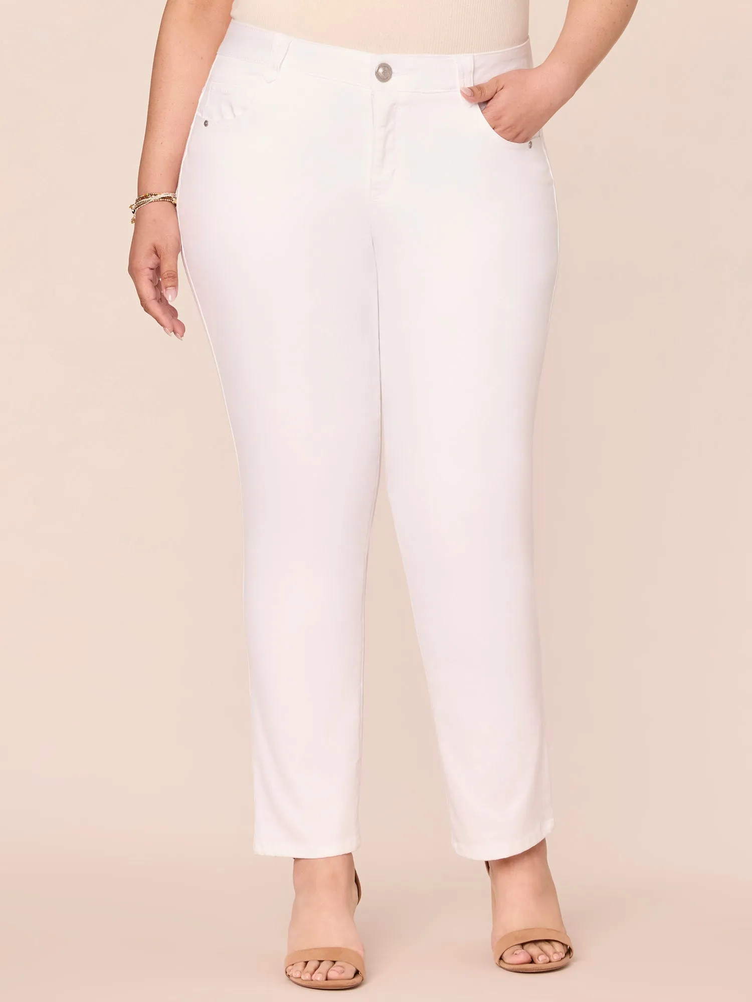 "Ab"solution® Optic White Plus Straight Leg Jeans