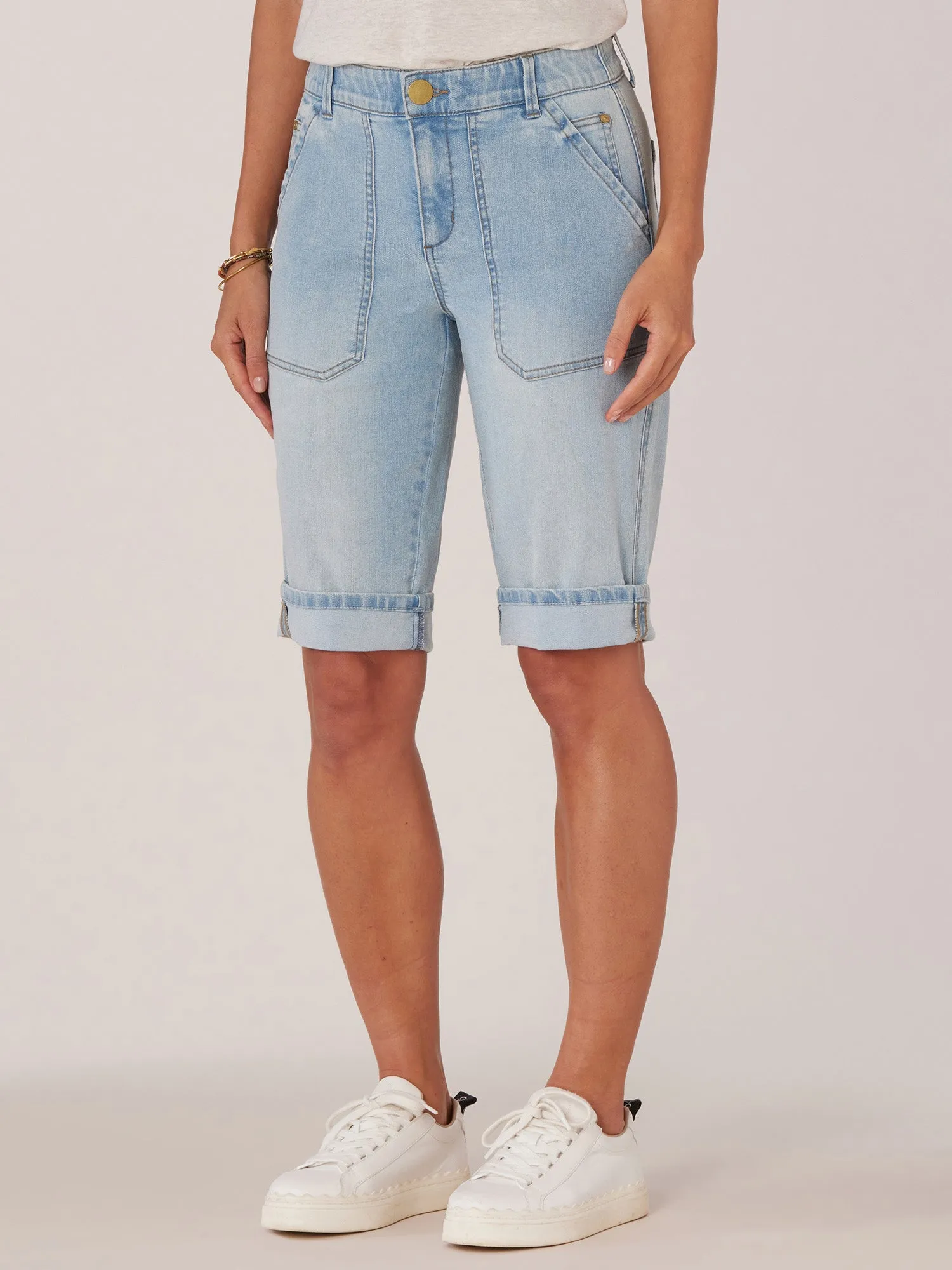 "Ab"solution Petite High Rise Repreve Bermuda Short with Cuffed Hem
