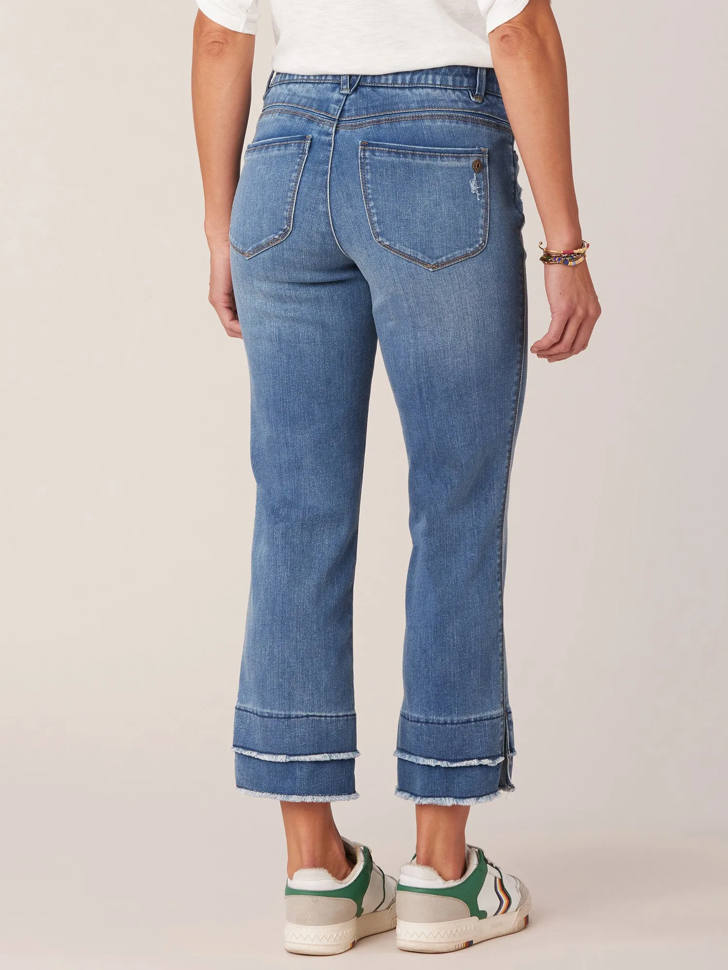 "Ab"solution Petite Kick Flare Jeans with Double Layer Fray Hem