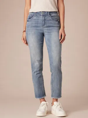 "Ab"solution Petite Slim Straight Jean with Embroidered Cascading "D"