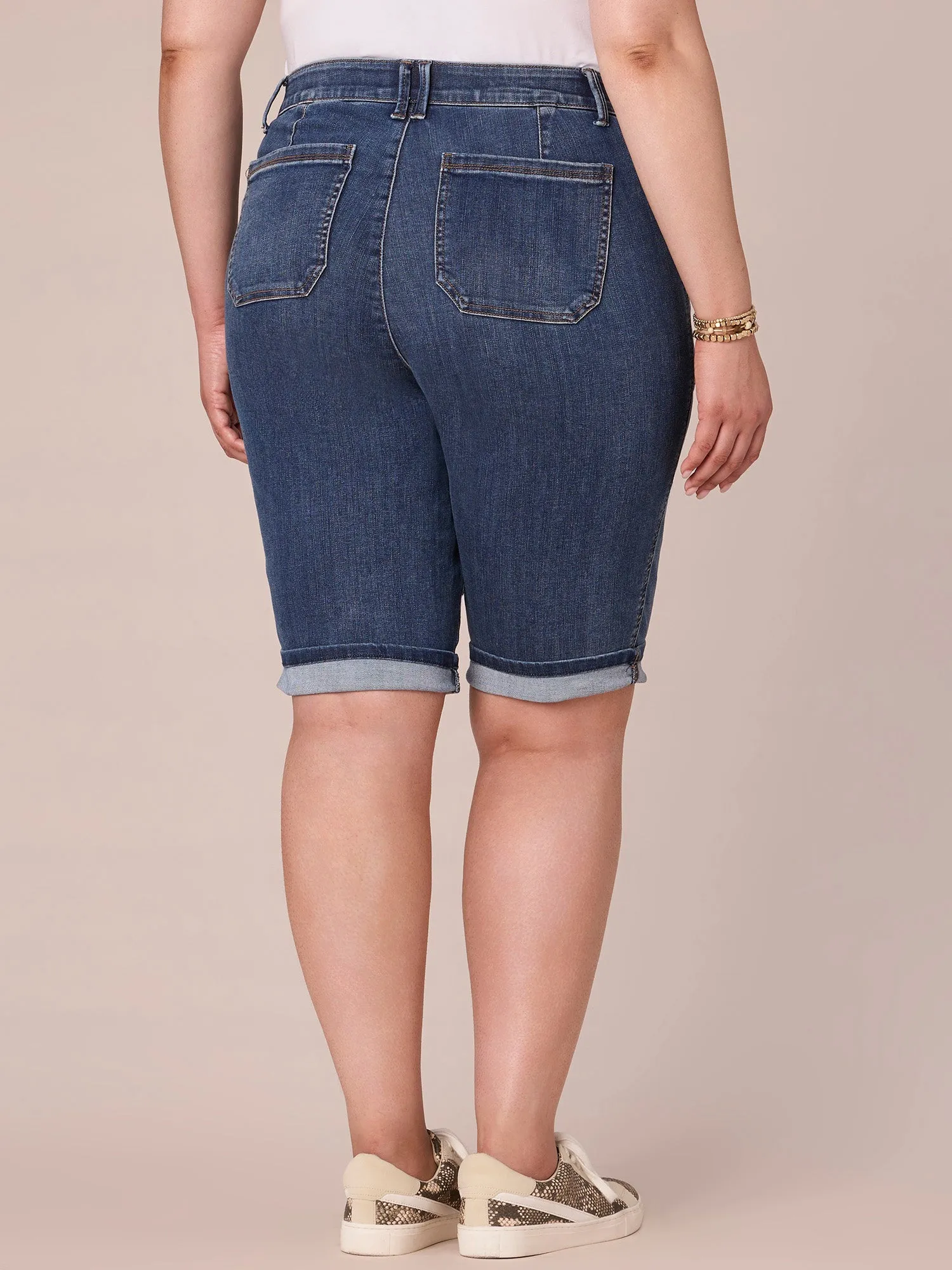 "Ab"solution Plus Size Coin Pocket Bermuda Short with Cuffed Hem