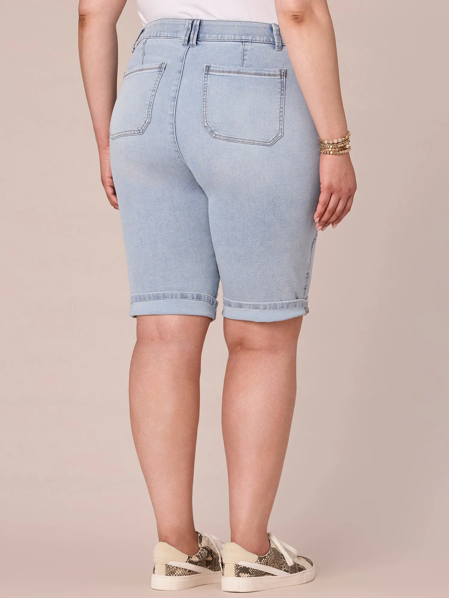 "Ab"solution Plus Size Repreve Cuffed Hem Bermuda Short