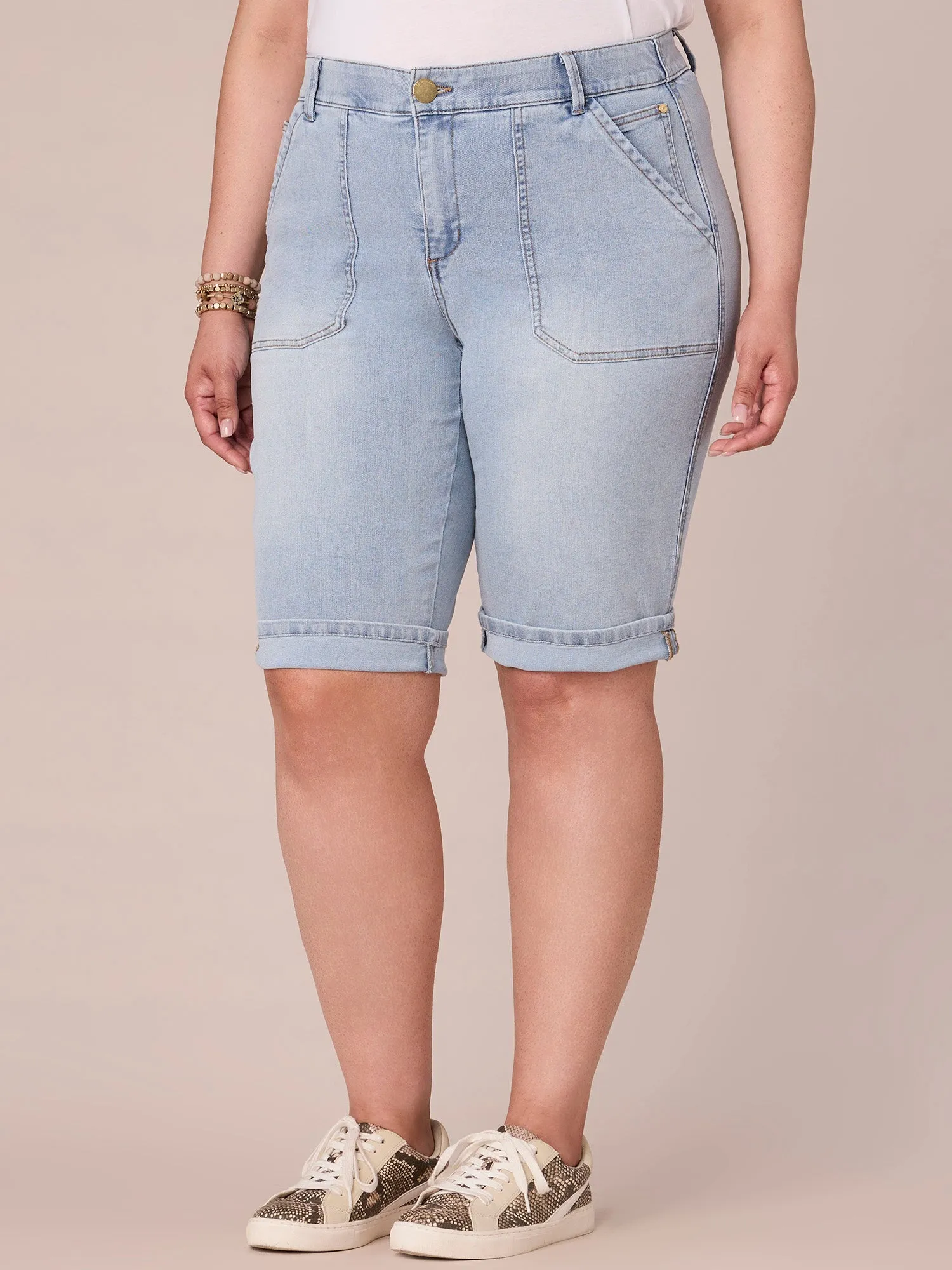 "Ab"solution Plus Size Repreve Cuffed Hem Bermuda Short