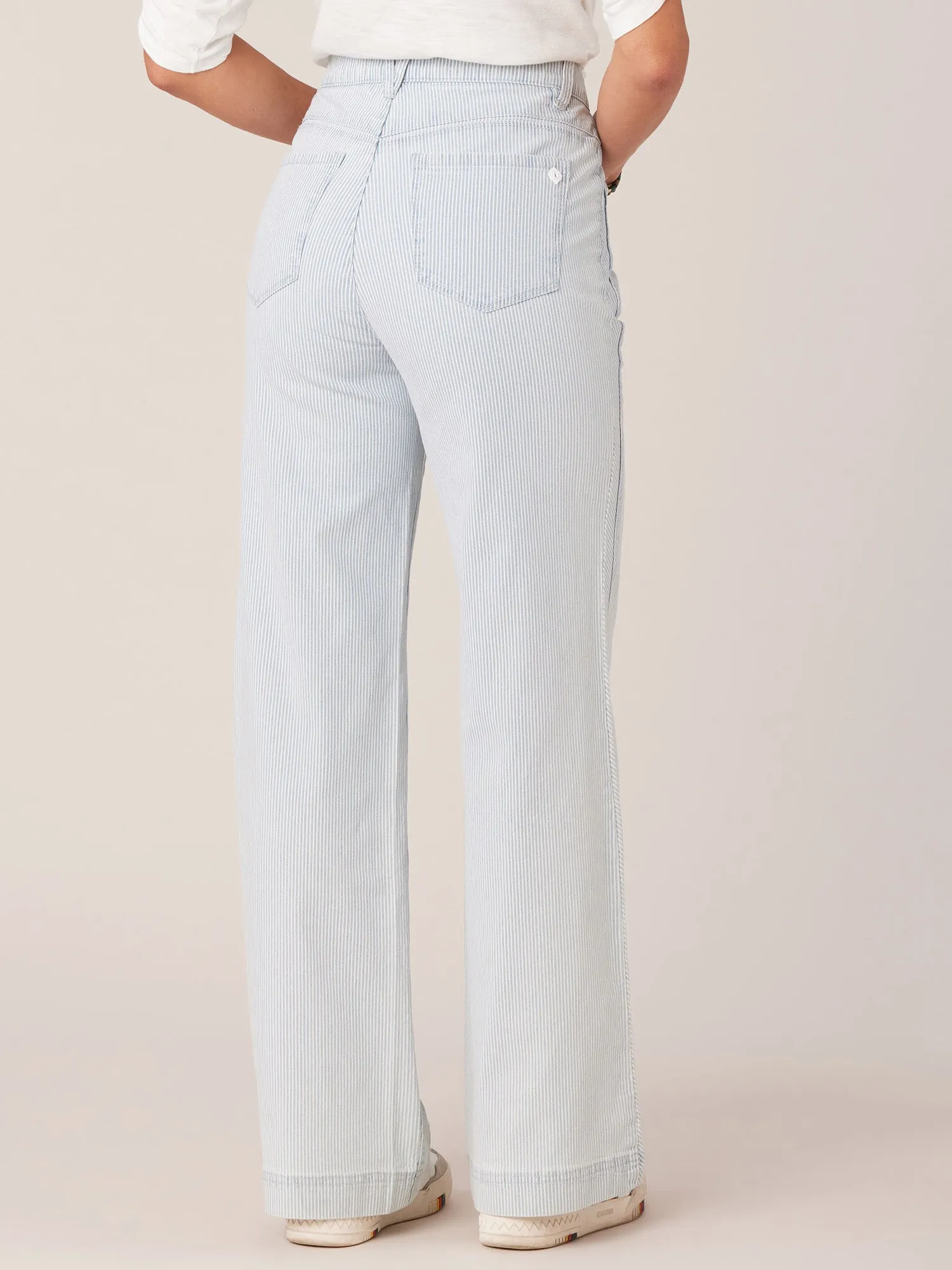 "Ab"solution Skyrise Double Side Seam Stripe Print Wide Leg Jean