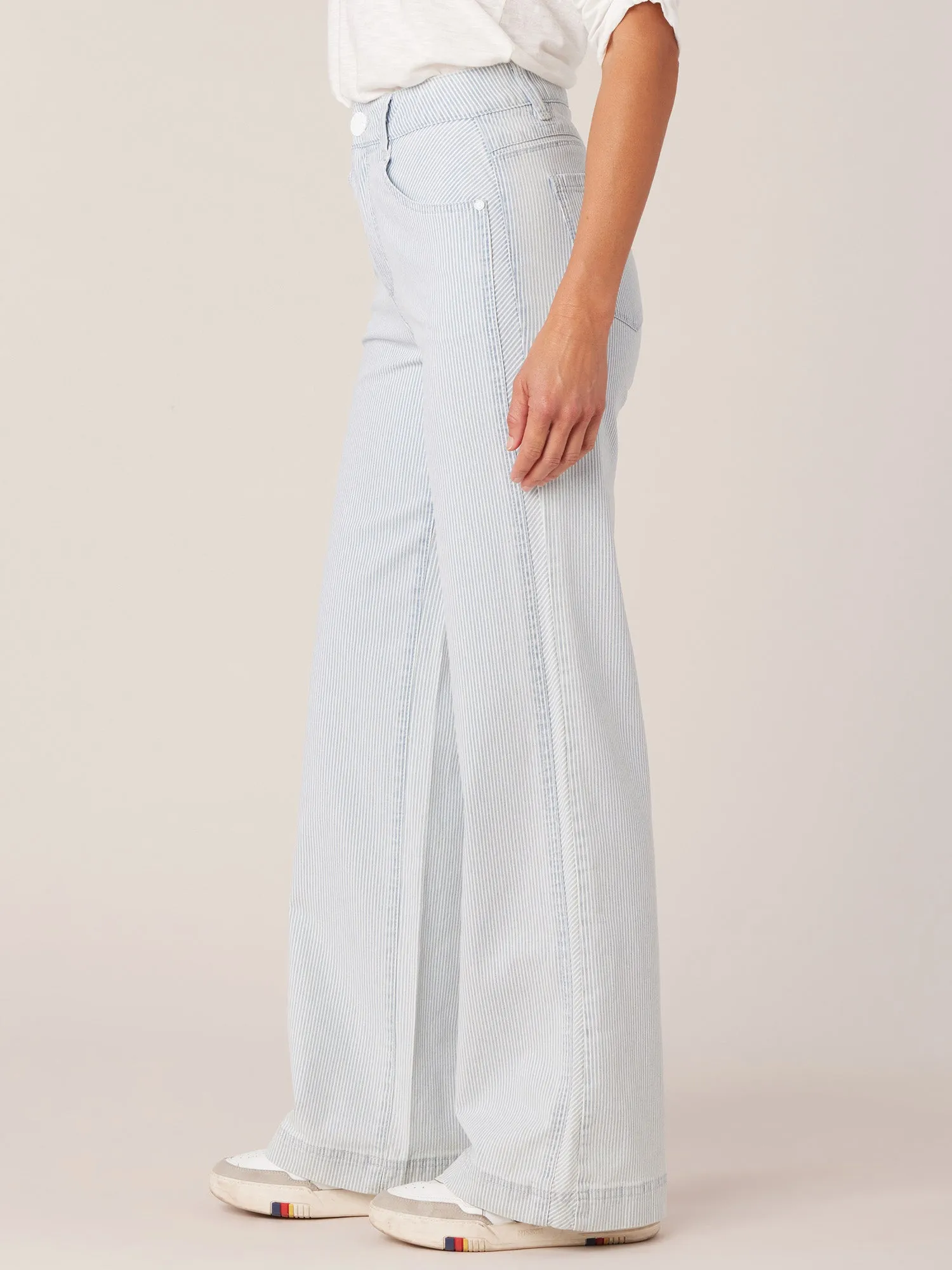 "Ab"solution Skyrise Double Side Seam Stripe Print Wide Leg Jean