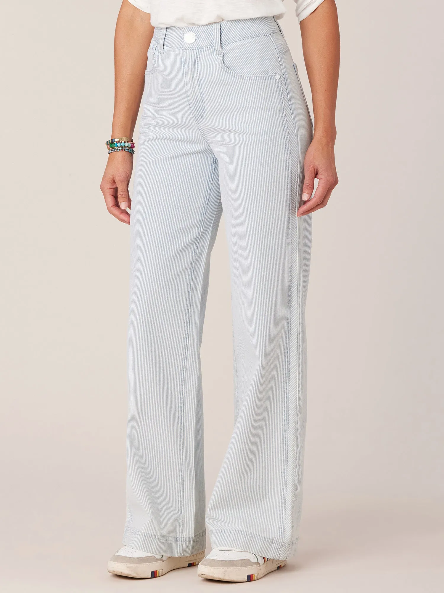 "Ab"solution Skyrise Double Side Seam Stripe Print Wide Leg Jean