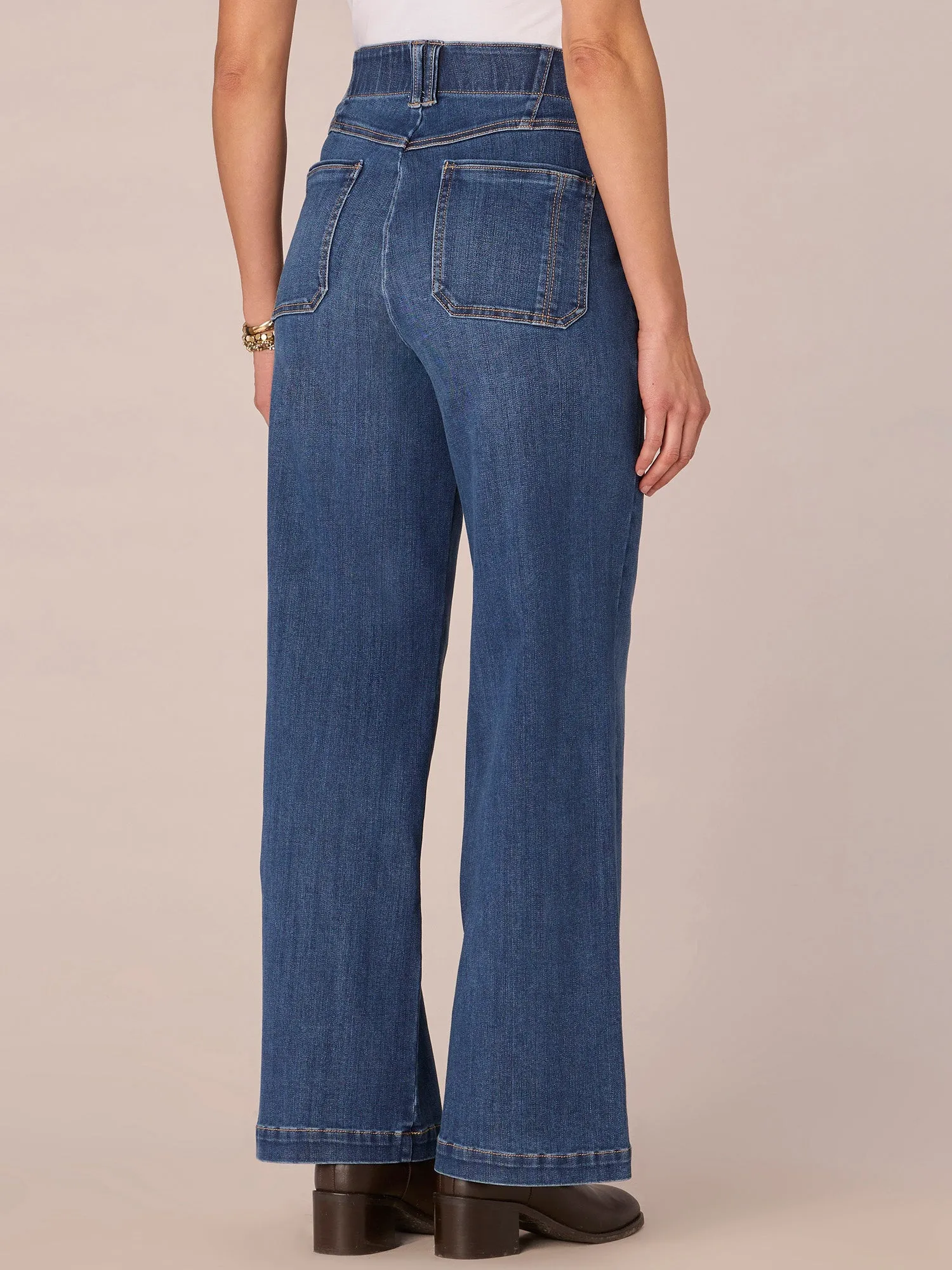 "Ab"solution Skyrise Petite Wide Leg Jeans with Center Front Seam