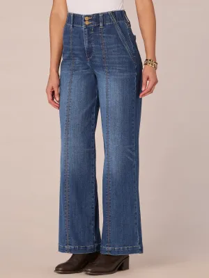 "Ab"solution Skyrise Petite Wide Leg Jeans with Center Front Seam