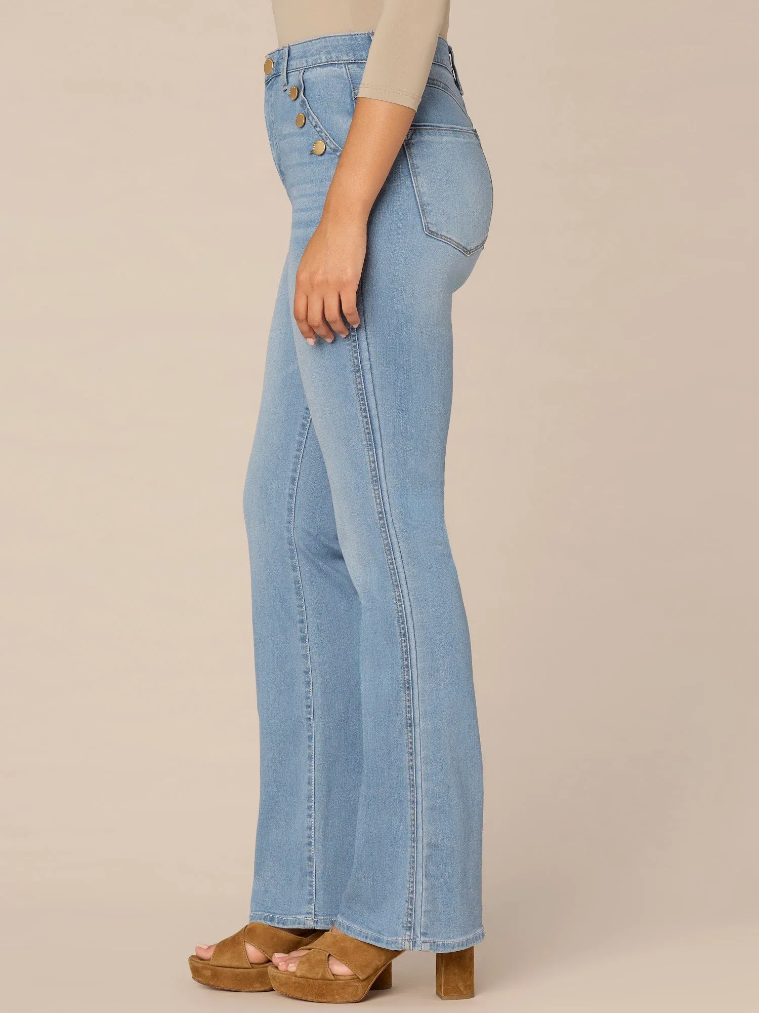 "Ab"solution Skyrise Sailor Button Itty Bitty More Boot Tall Jeans