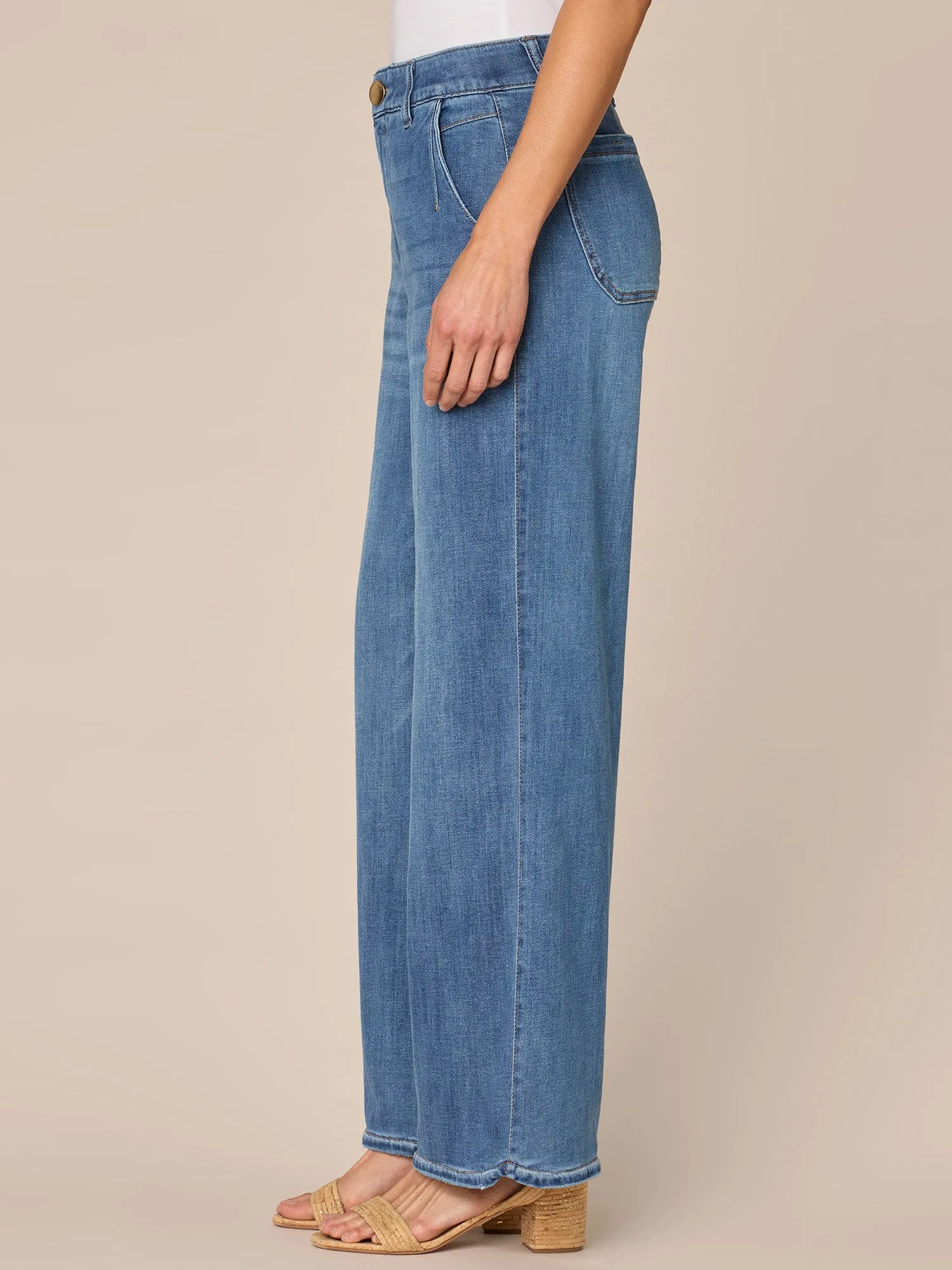 "Ab"solution Skyrise Tulip Hem Wide Leg Jeans with Dart Seams