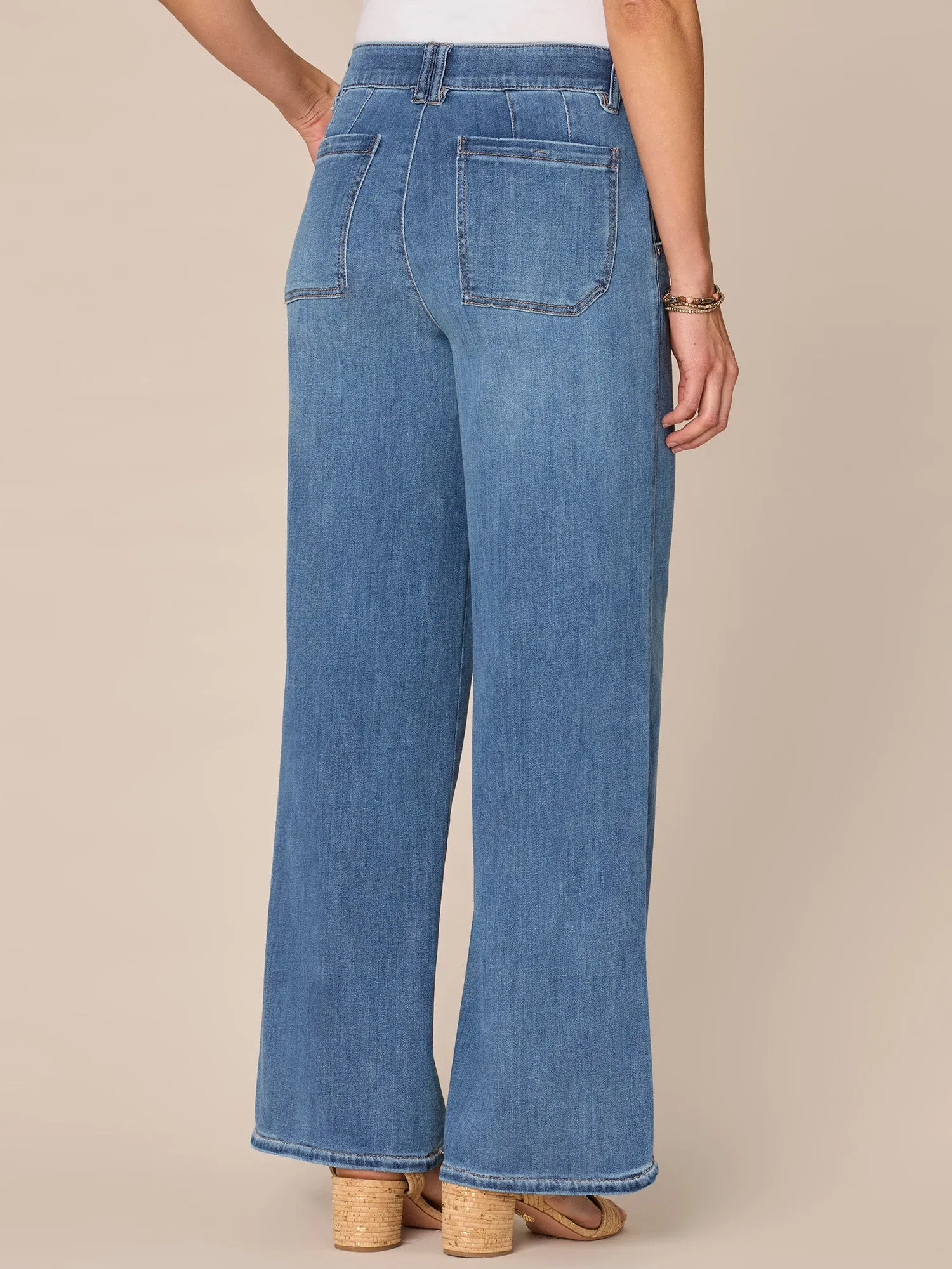 "Ab"solution Skyrise Tulip Hem Wide Leg Jeans with Dart Seams