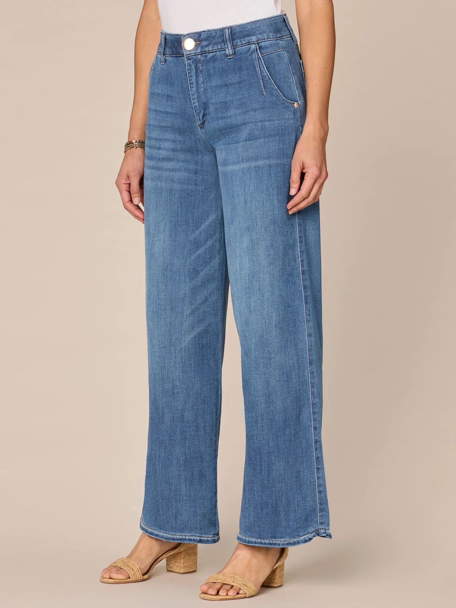 "Ab"solution Skyrise Tulip Hem Wide Leg Jeans with Dart Seams