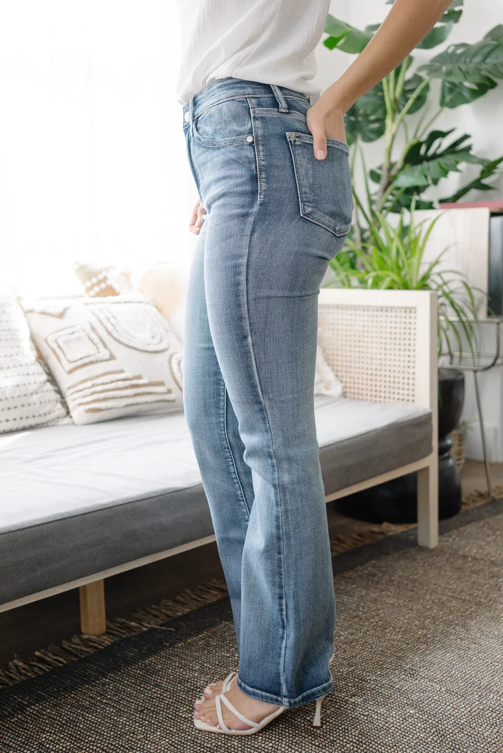Violet High Rise Contrast Wash Bootcut Jeans