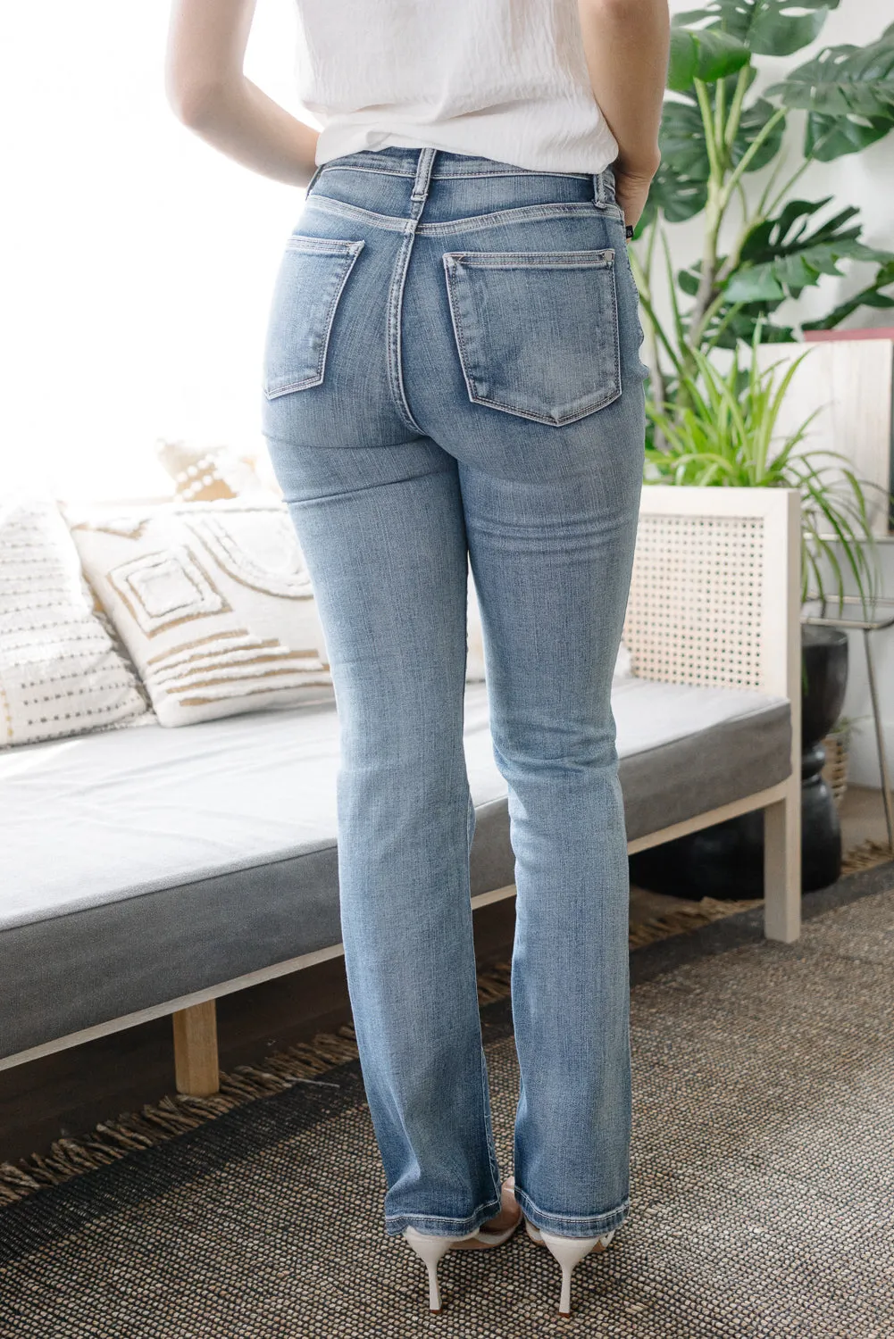 Violet High Rise Contrast Wash Bootcut Jeans