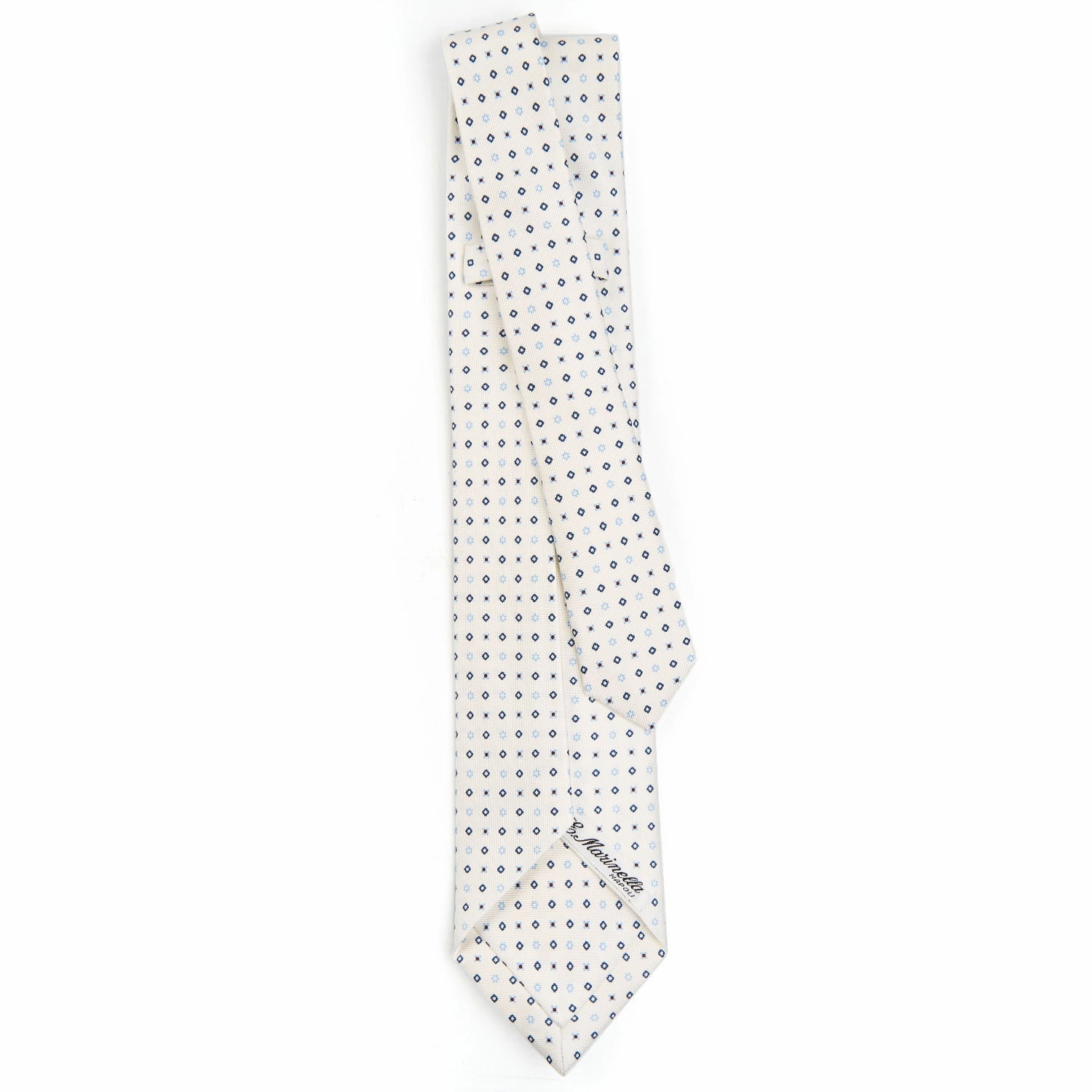 WHITE 7 FOLD SARTORIAL SILK TIE