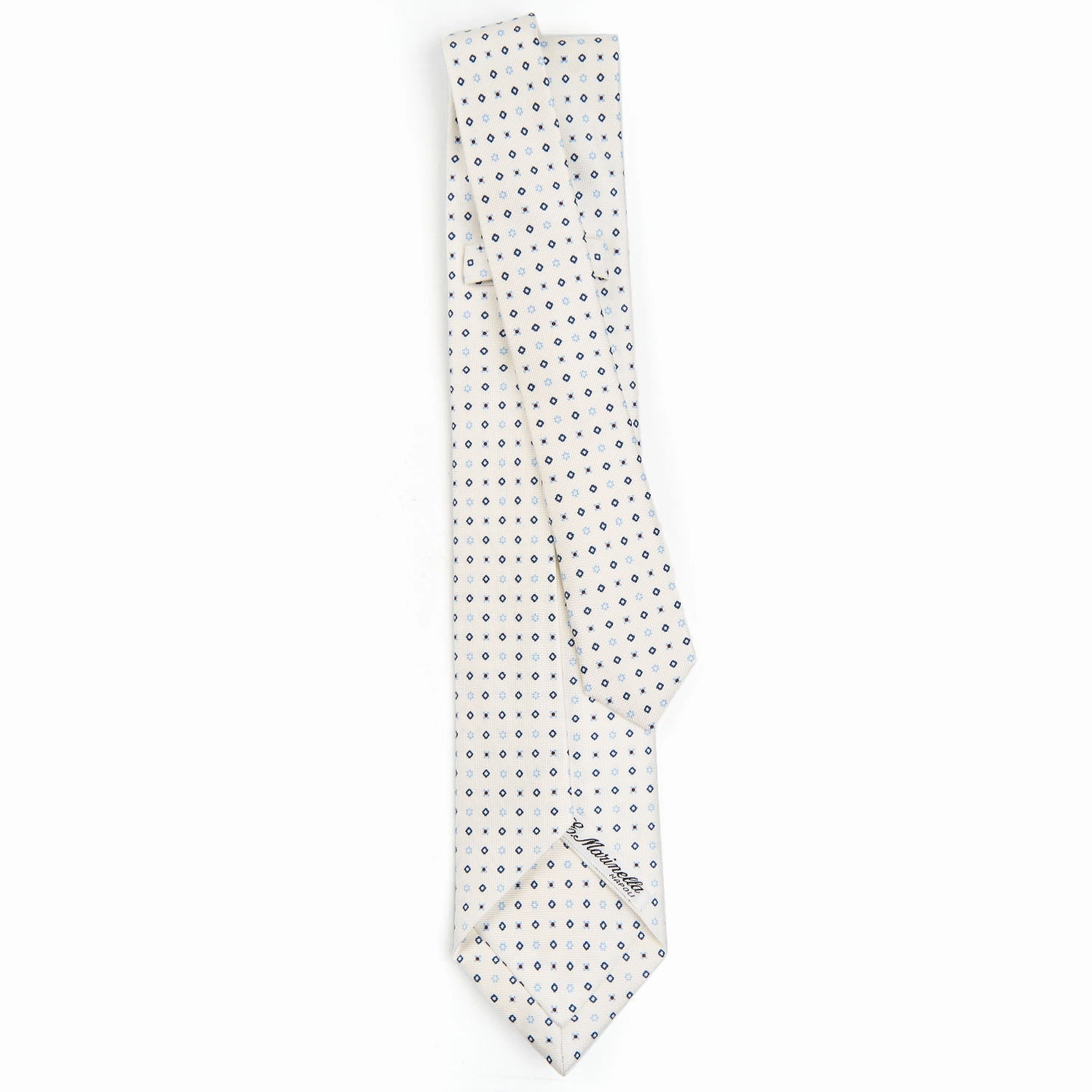 WHITE 7 FOLD SARTORIAL SILK TIE