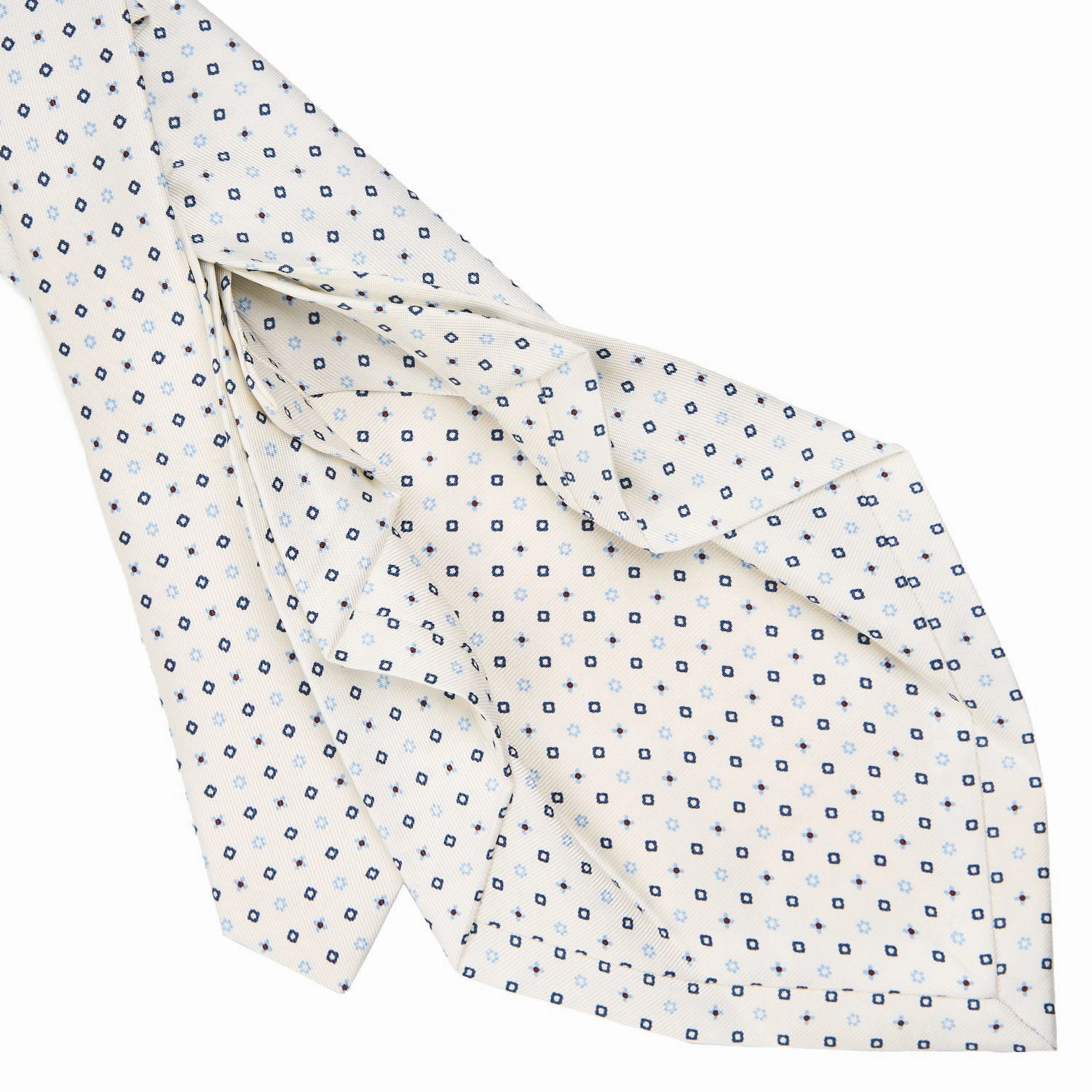 WHITE 7 FOLD SARTORIAL SILK TIE