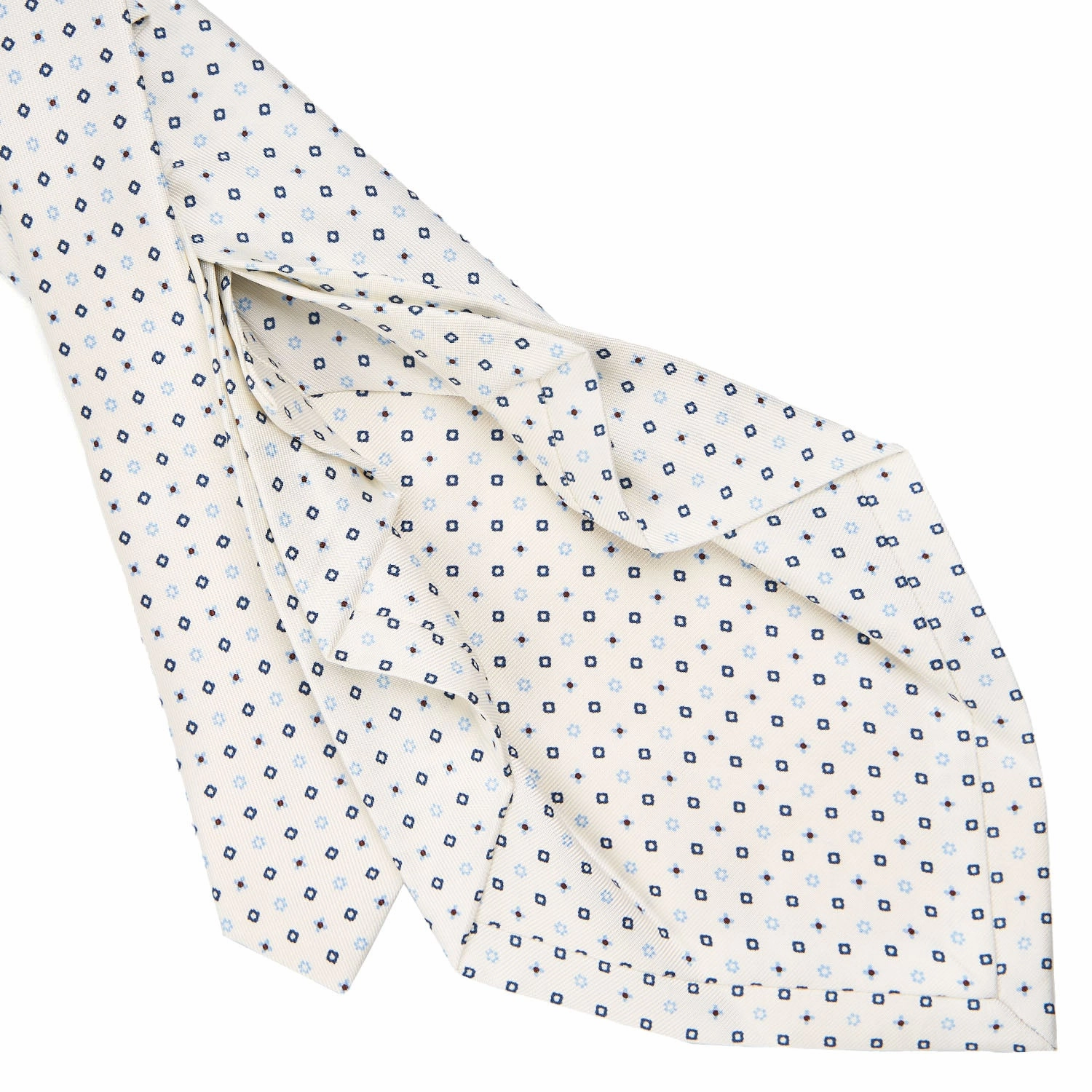 WHITE 7 FOLD SARTORIAL SILK TIE