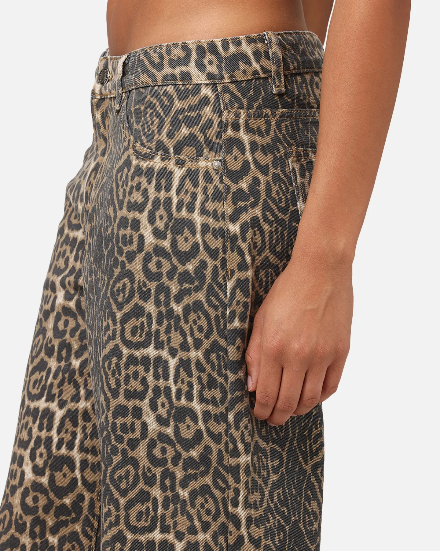 XXIII Women's Leopard Wide Leg Jeans Leopard