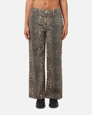 XXIII Women's Leopard Wide Leg Jeans Leopard
