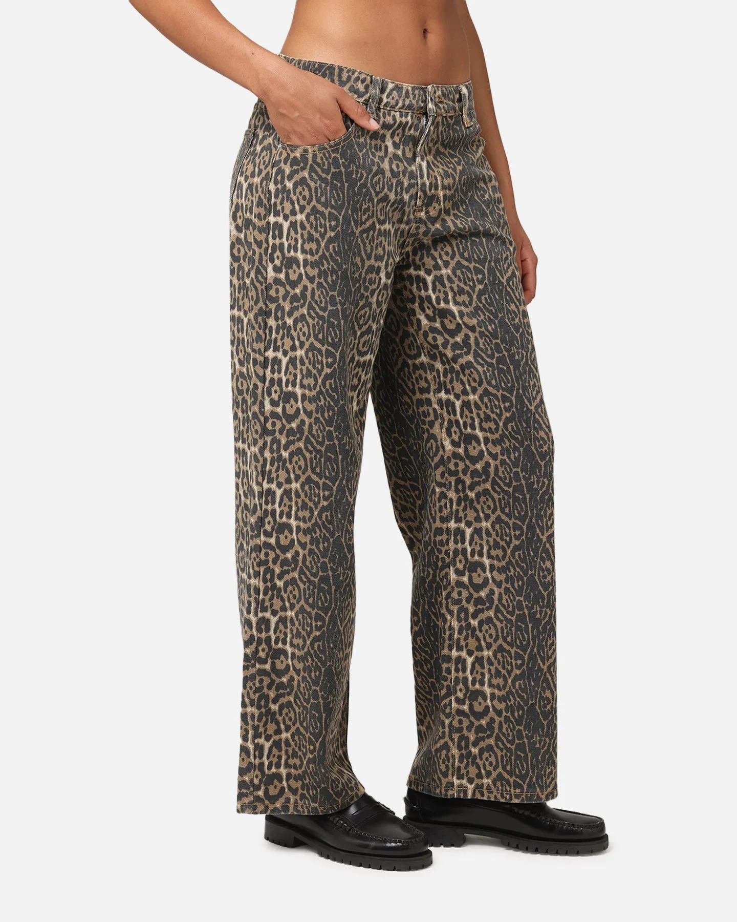 XXIII Women's Leopard Wide Leg Jeans Leopard